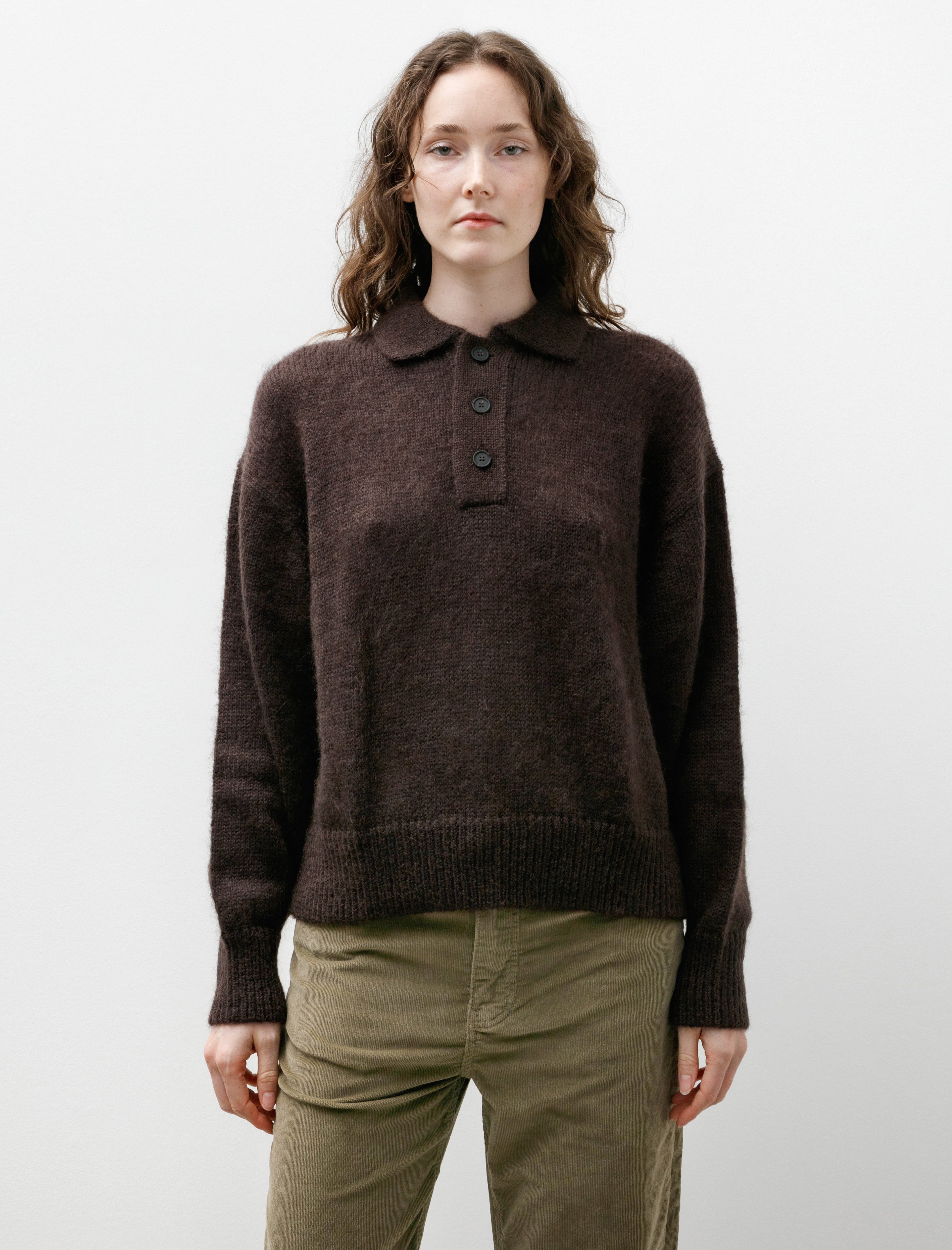 Studio Nicholson Dune Polo Brushed Mohair Espresso