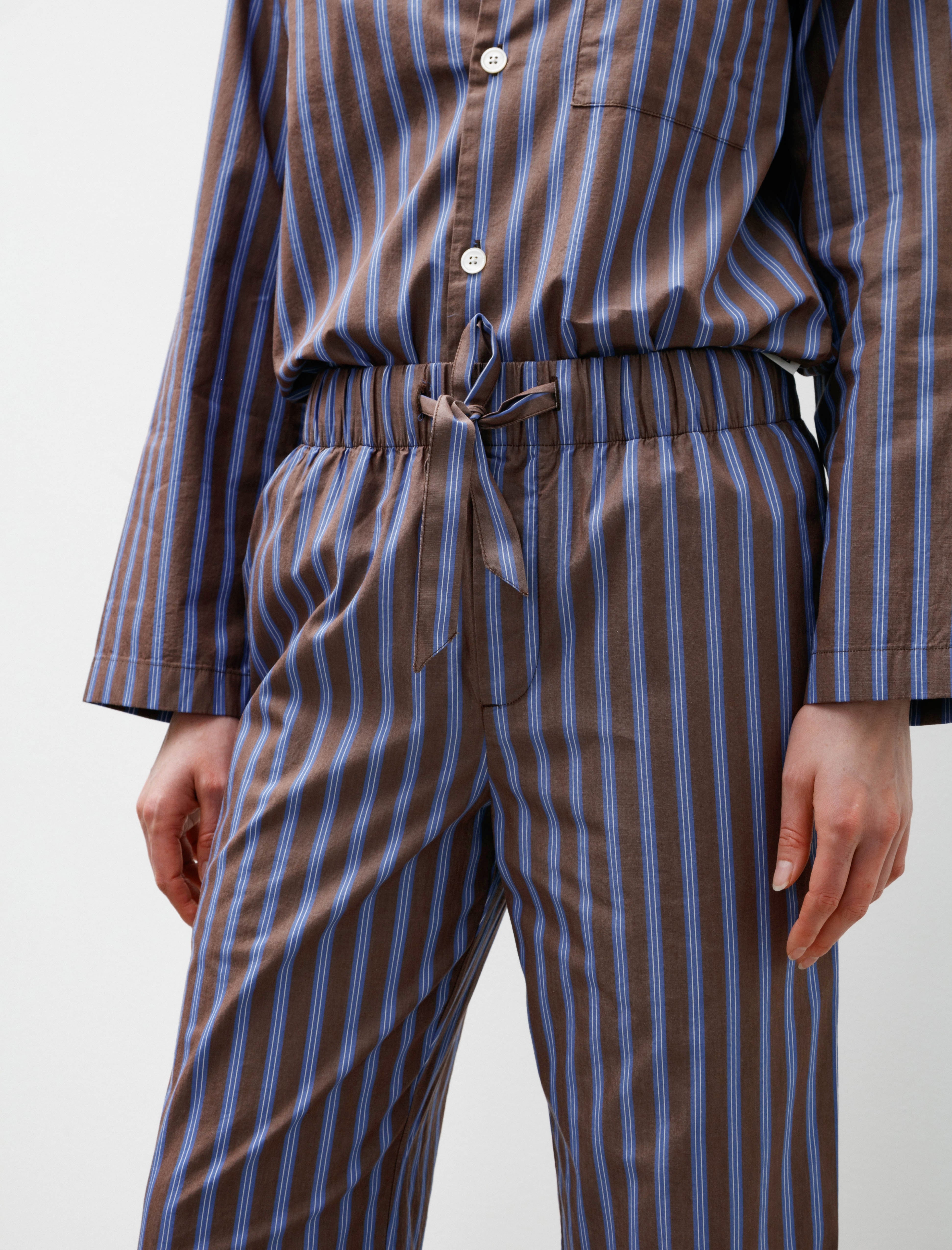 Tekla Poplin Pyjama Pants Chestnut Stripe