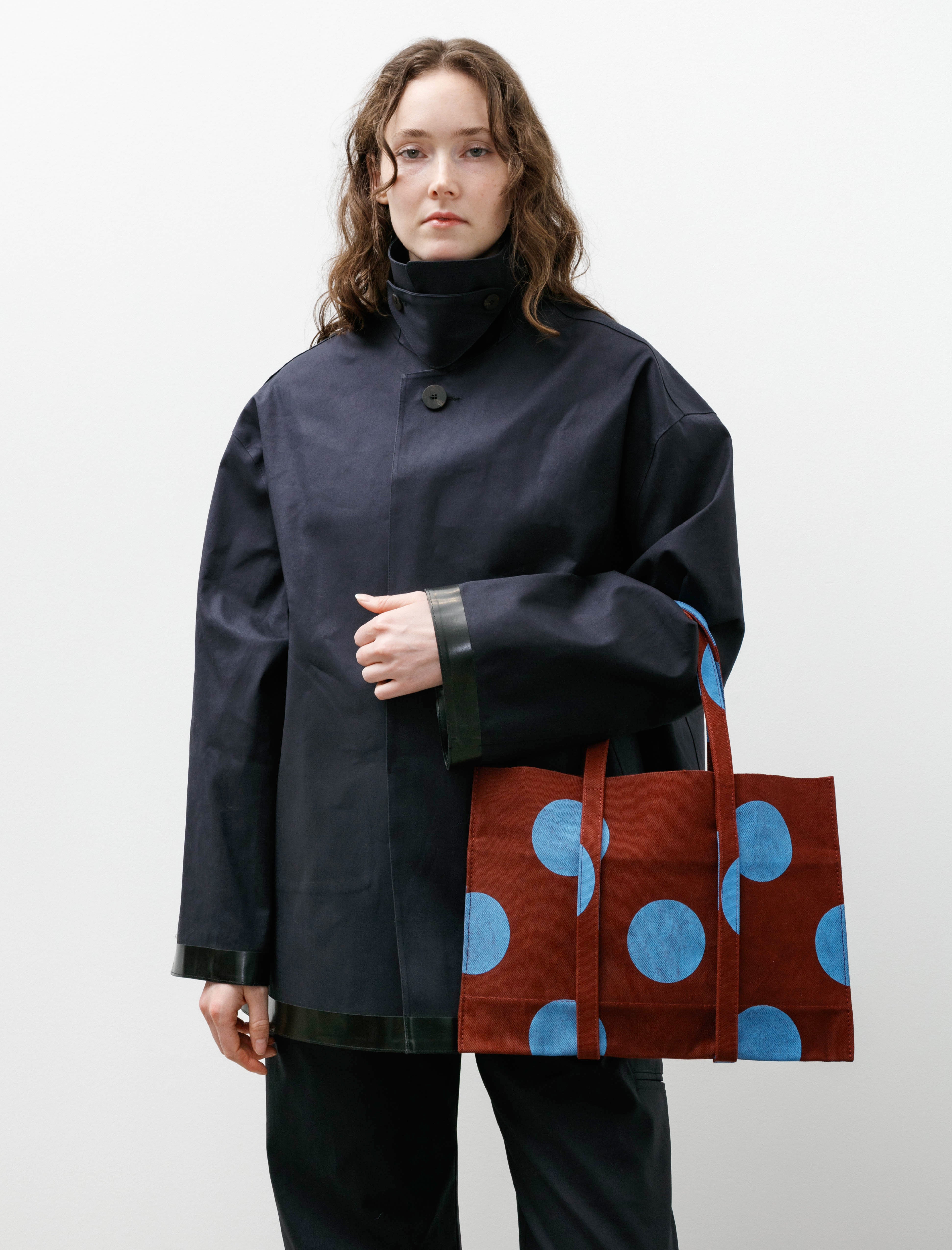 Amiacalva Washed Canvas Dot Tote Sky Blue Small