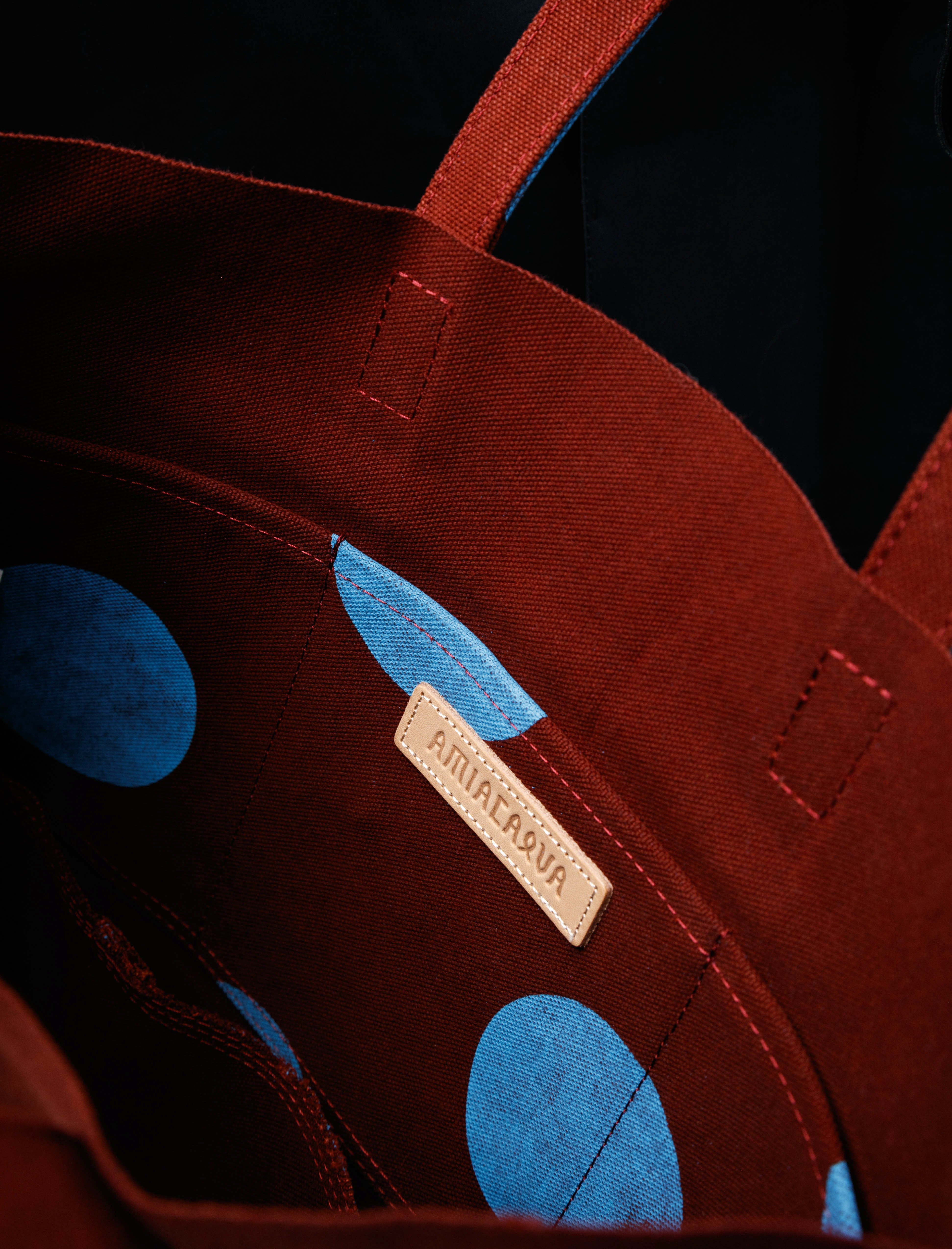 Amiacalva Washed Canvas Dot Tote Sky Blue Small