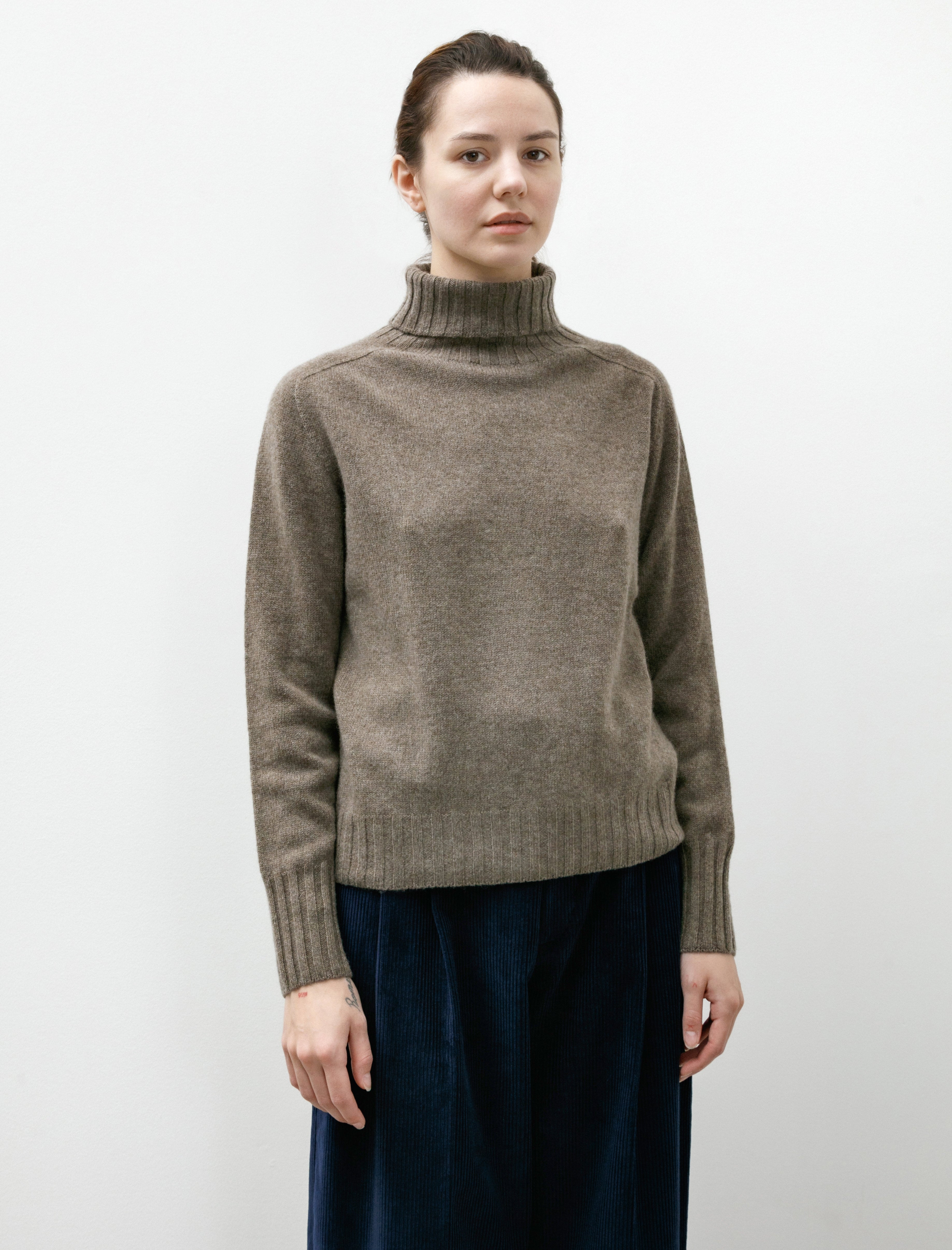 Margaret Howell Wide Roll Neck Cashmere Natural Melange