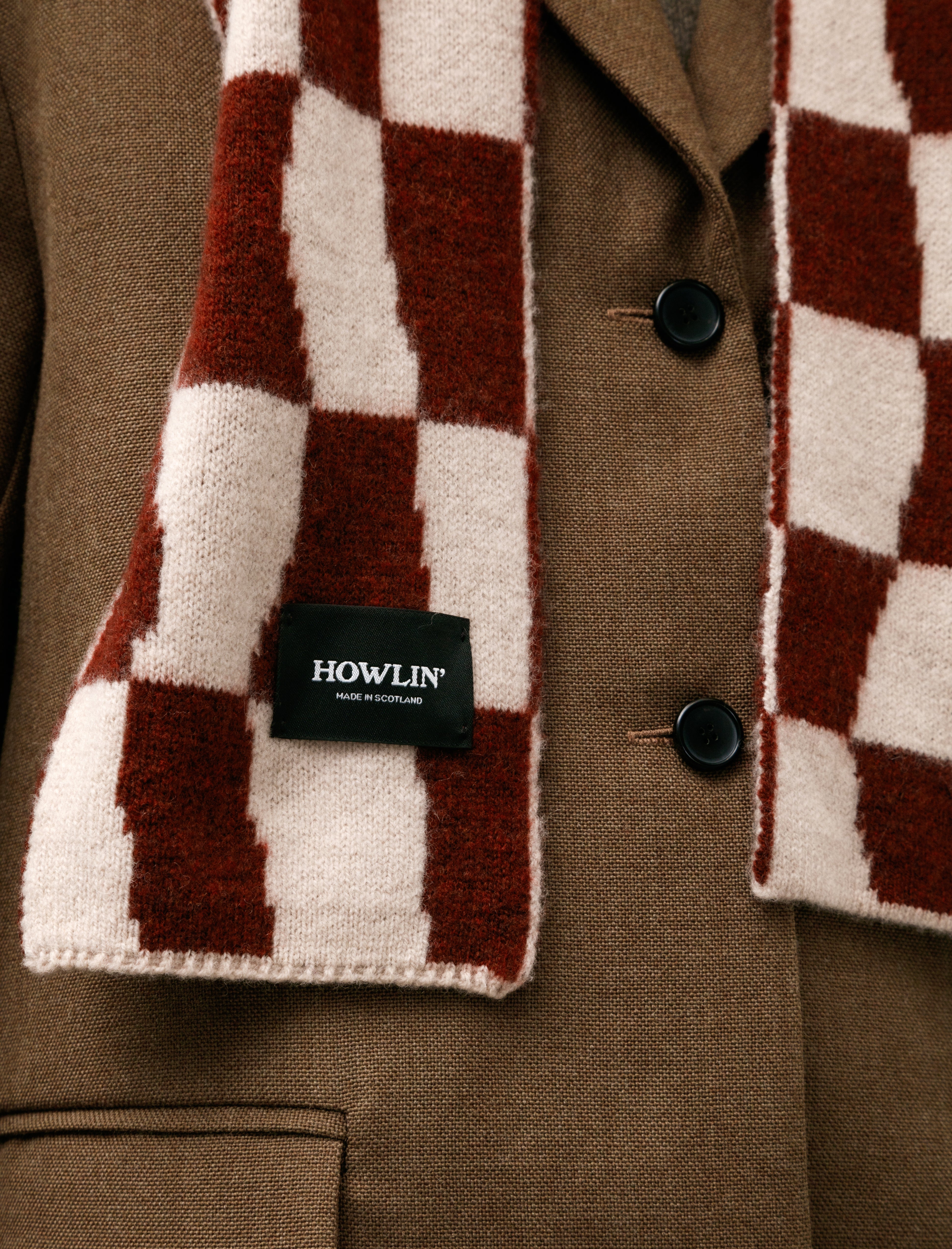 Howlin' Mini Checkerboard Scarf Rust