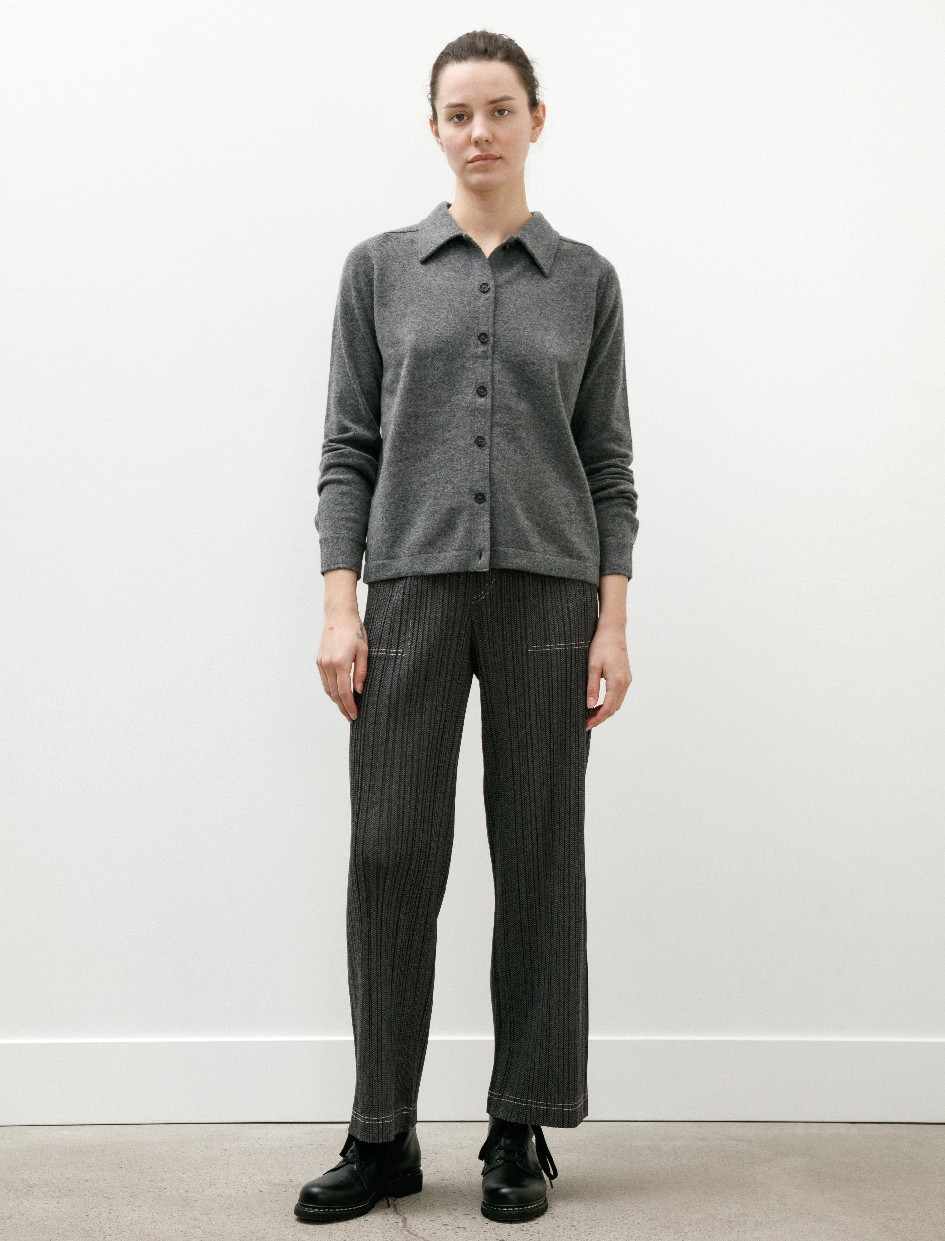 Pleats Please by Issey Miyake Cotton Denim Pants Black