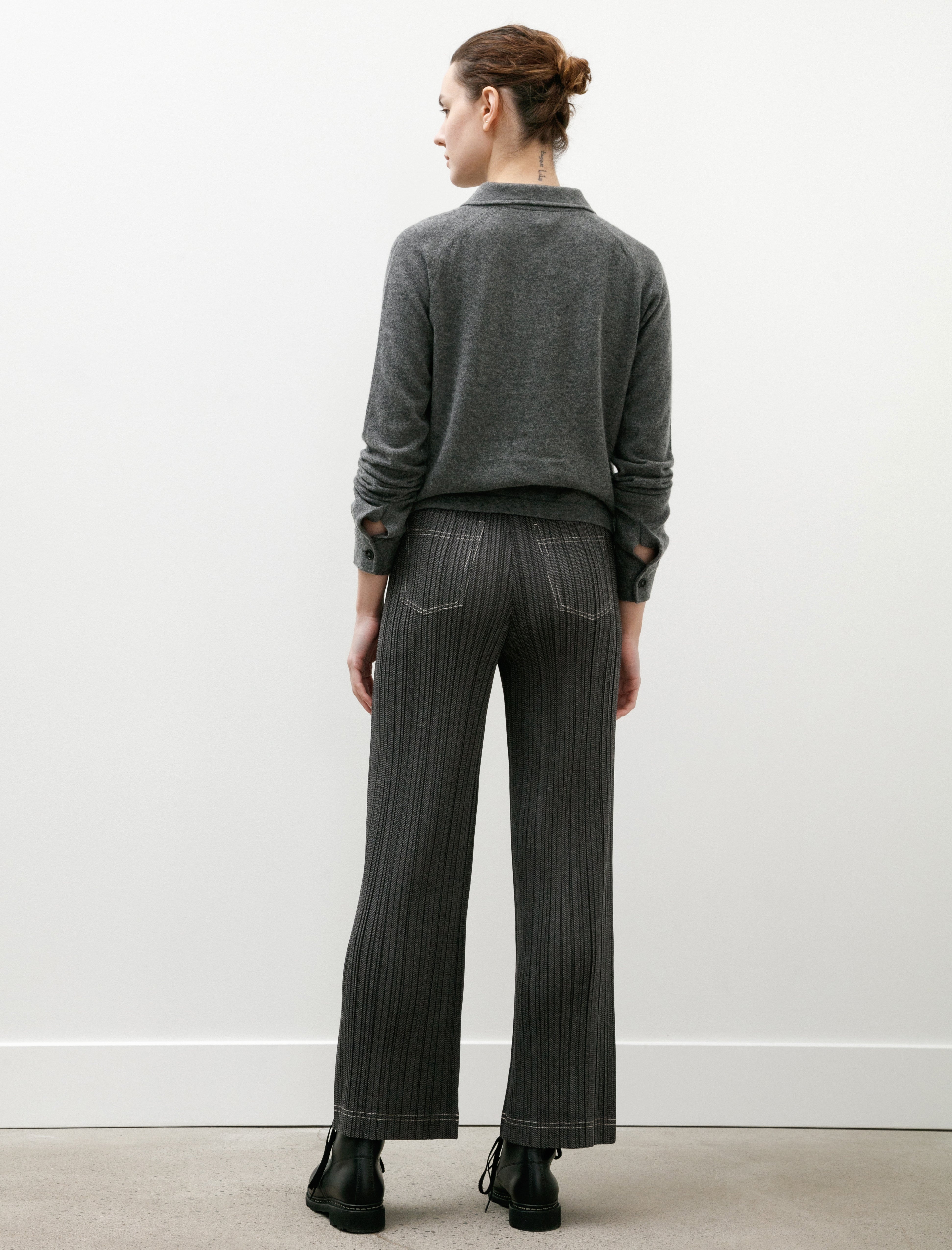 Pleats Please by Issey Miyake Cotton Denim Pants Black