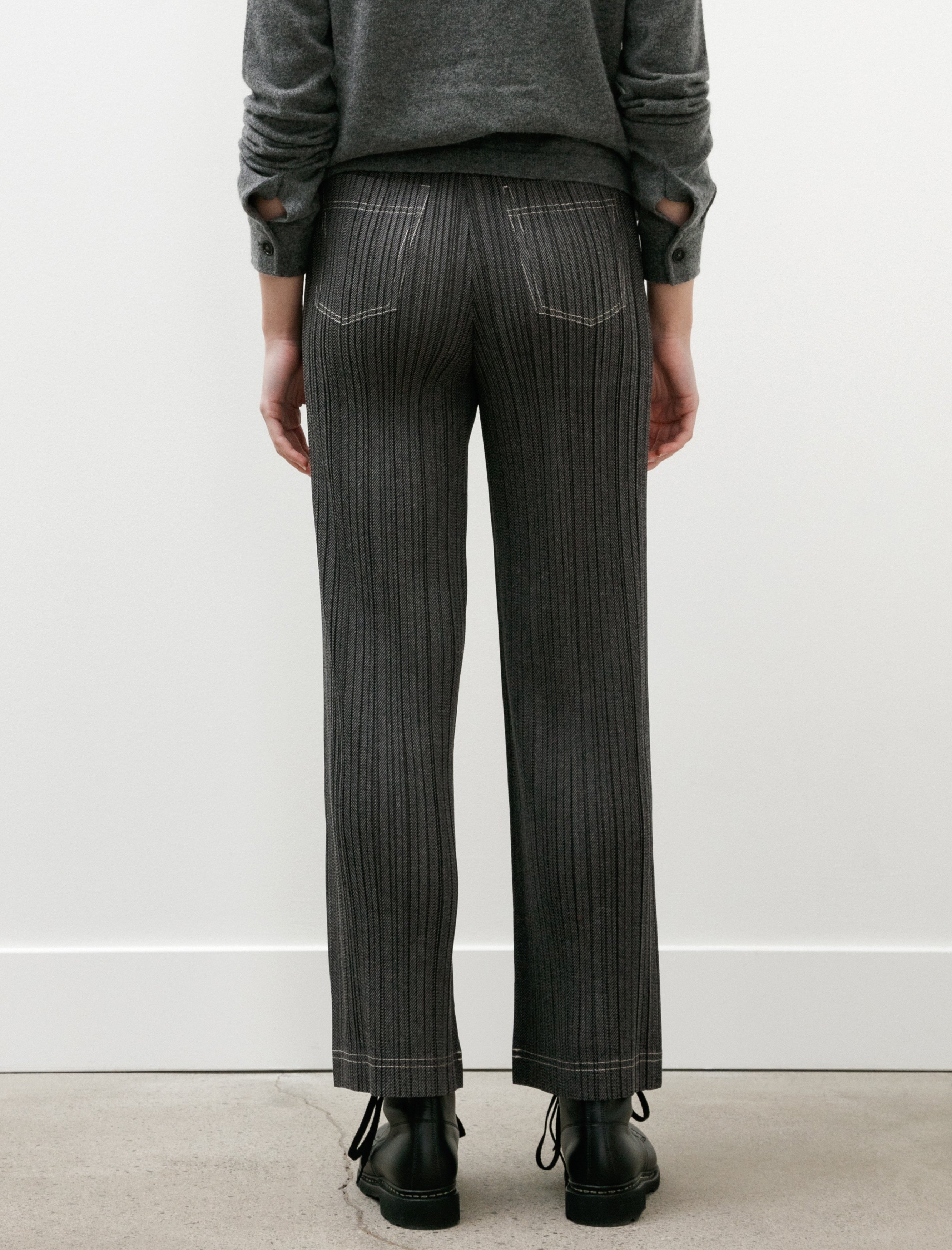 Pleats Please by Issey Miyake Cotton Denim Pants Black