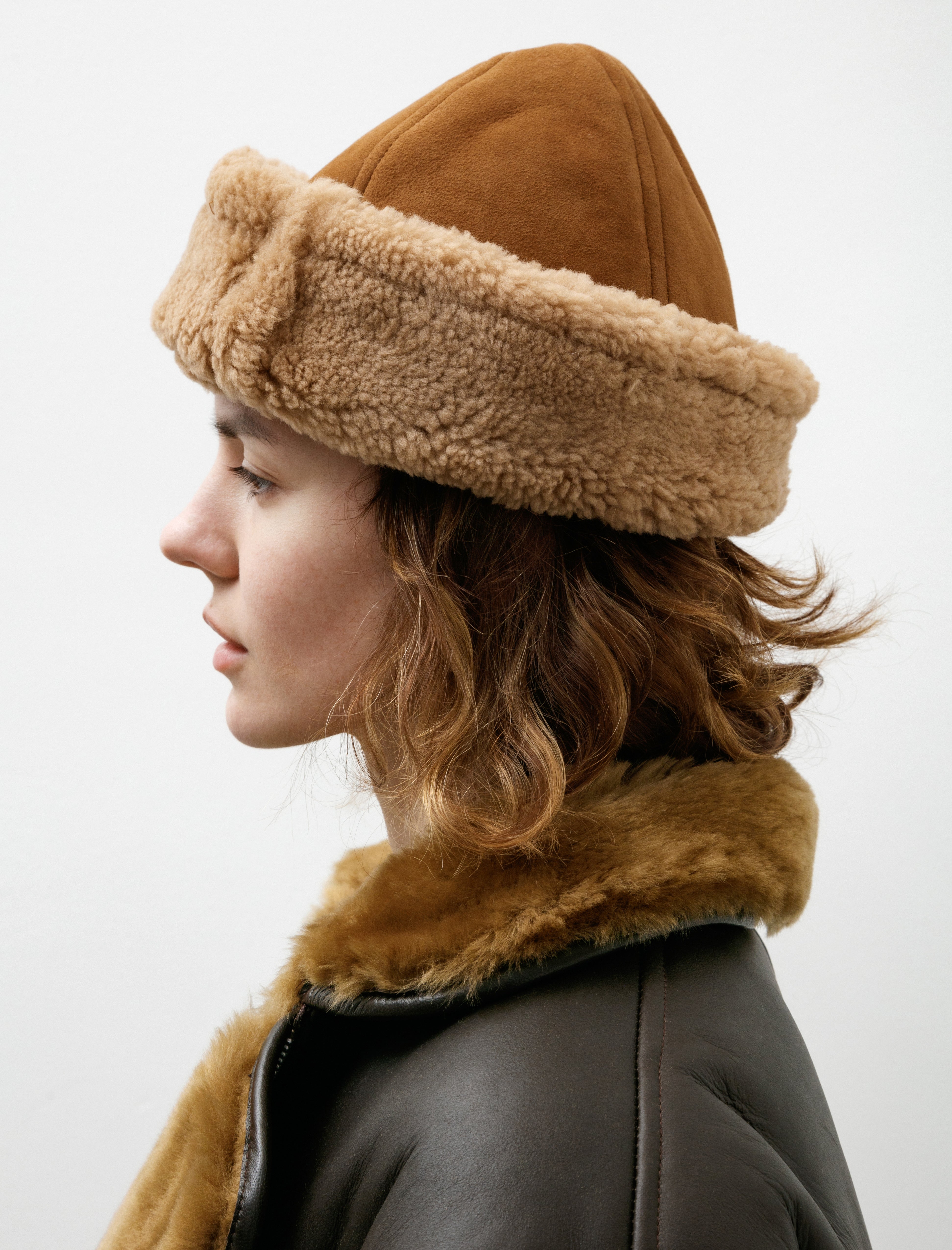 Cawley Suede Back Curly Cap Tan