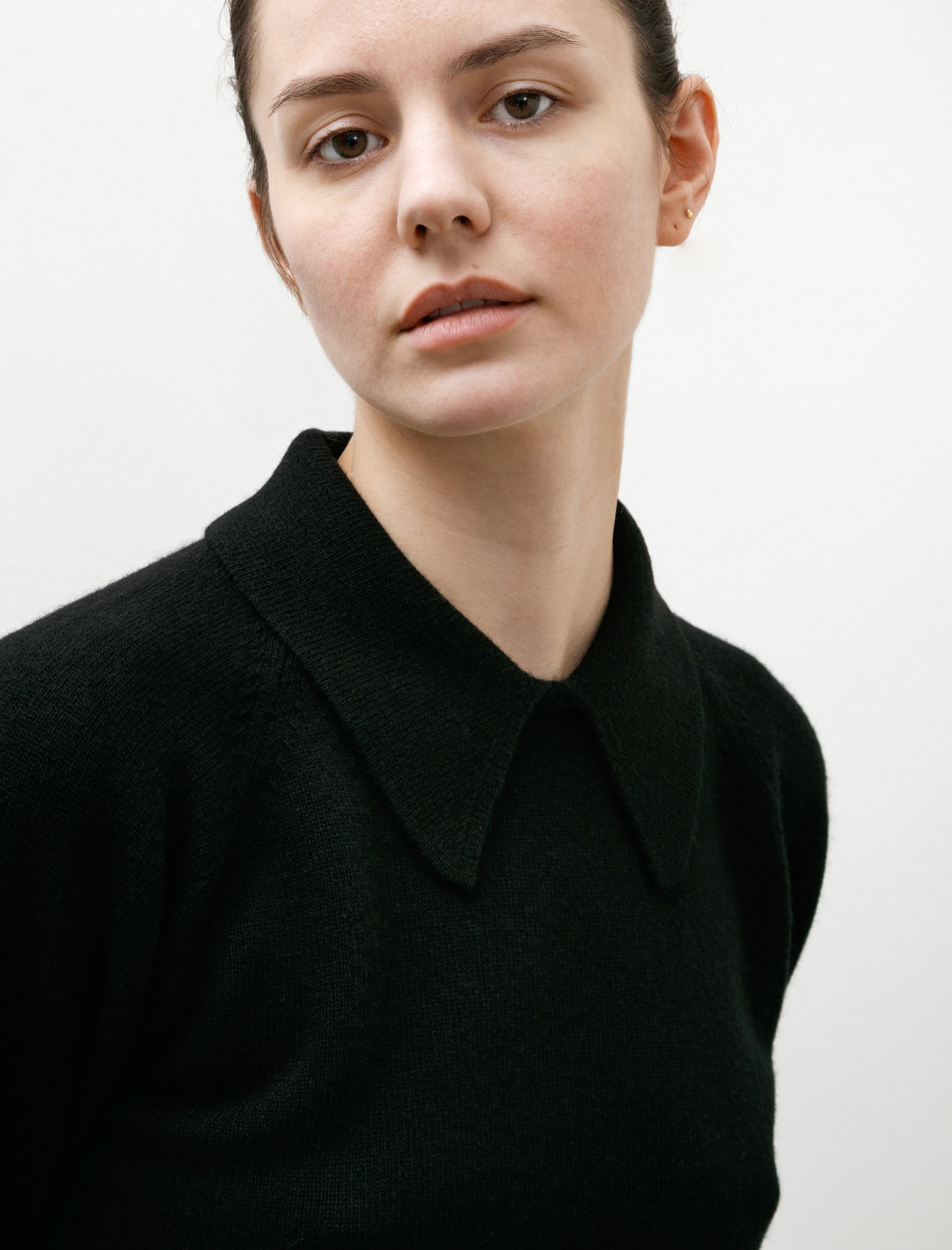 Margaret Howell Large Collared Jumper Soft Spun Wool Black