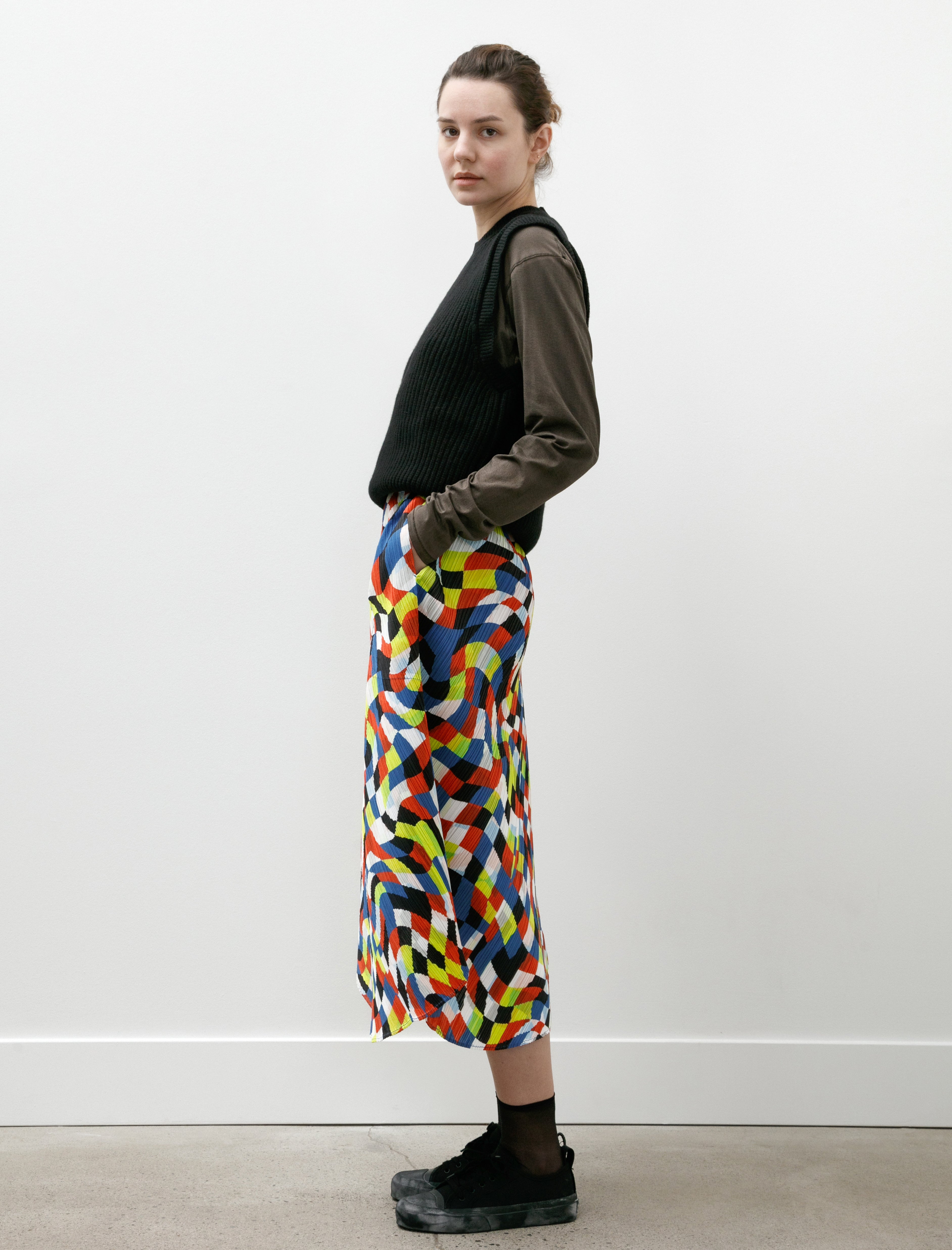 Pleats Please by Issey Miyake Dancing Squares Skirt Multi