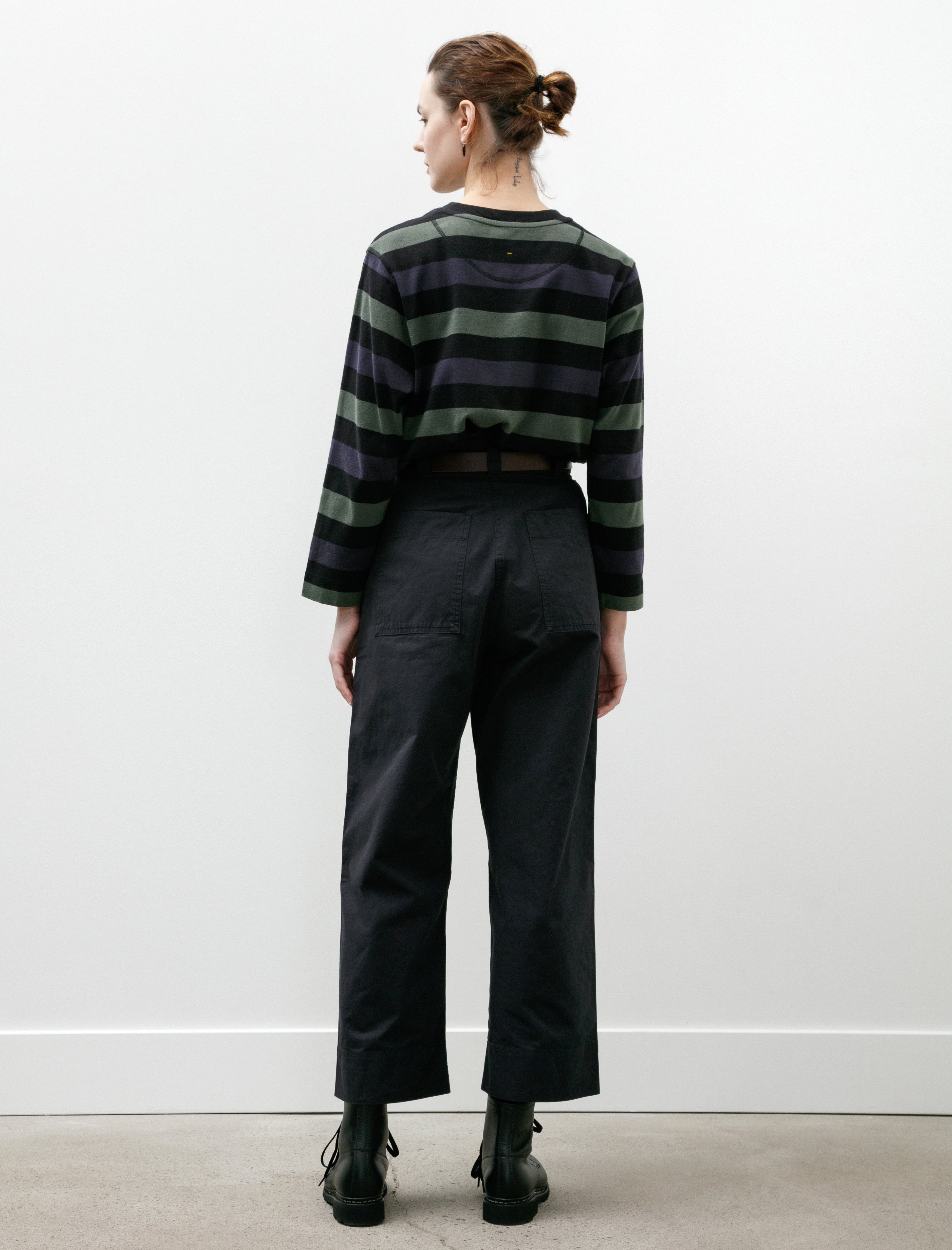 Margaret Howell MHL Pleated Crop Trousers Soft Dense Cotton Navy