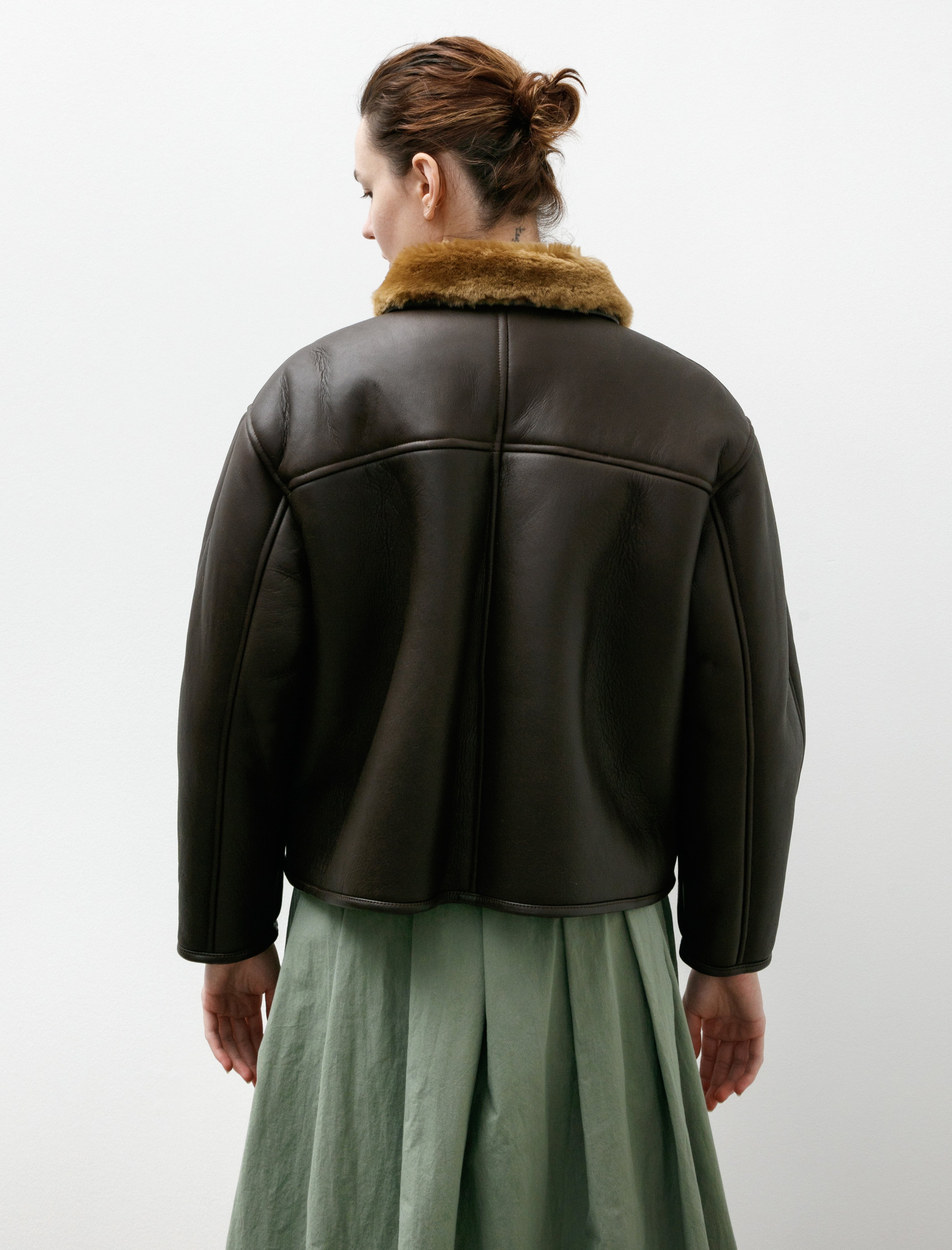 Cawley Leather Back Straight Hair Flying Jacket Ginger/Brown