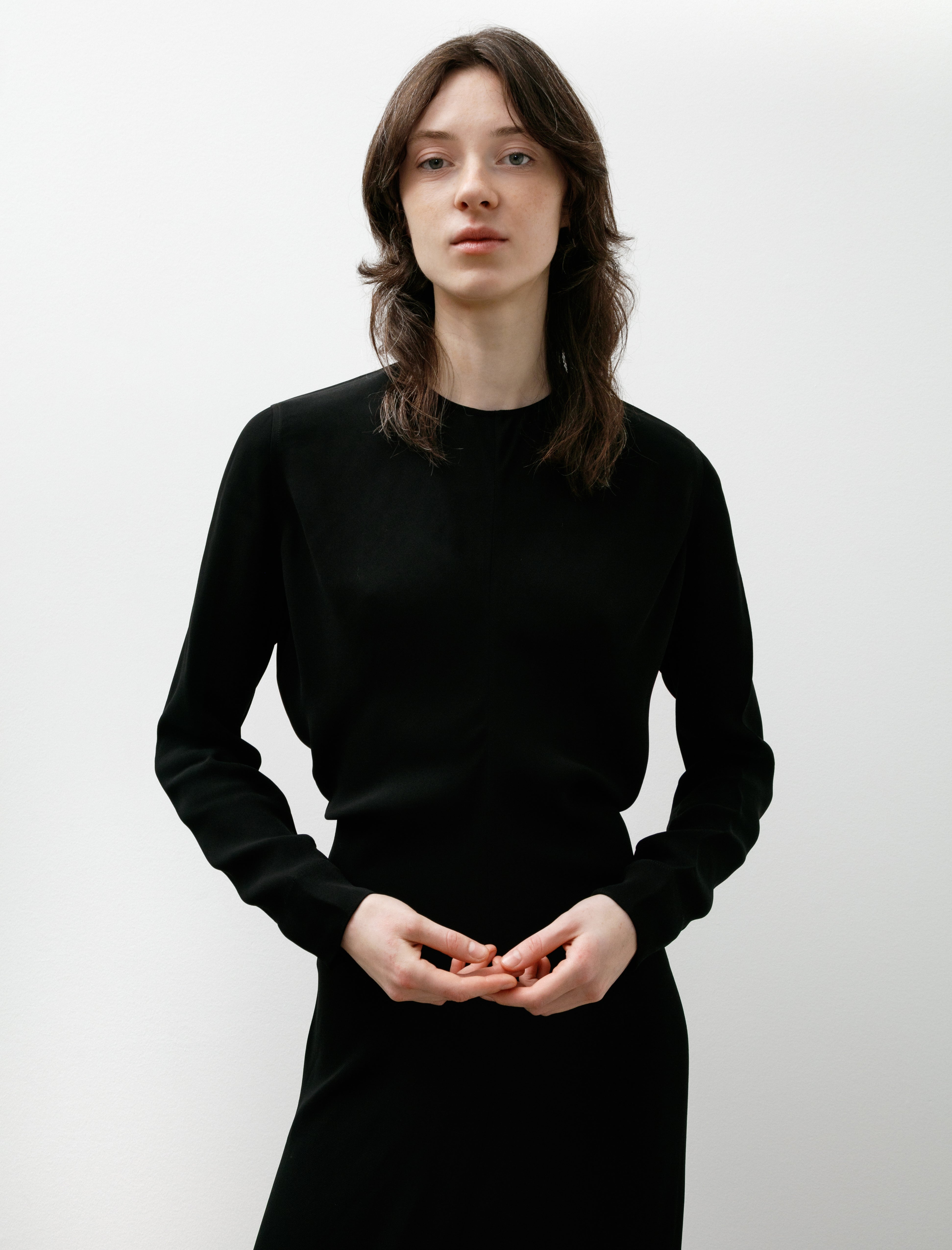 Totême Long Sleeve Slouch Waist Dress Black