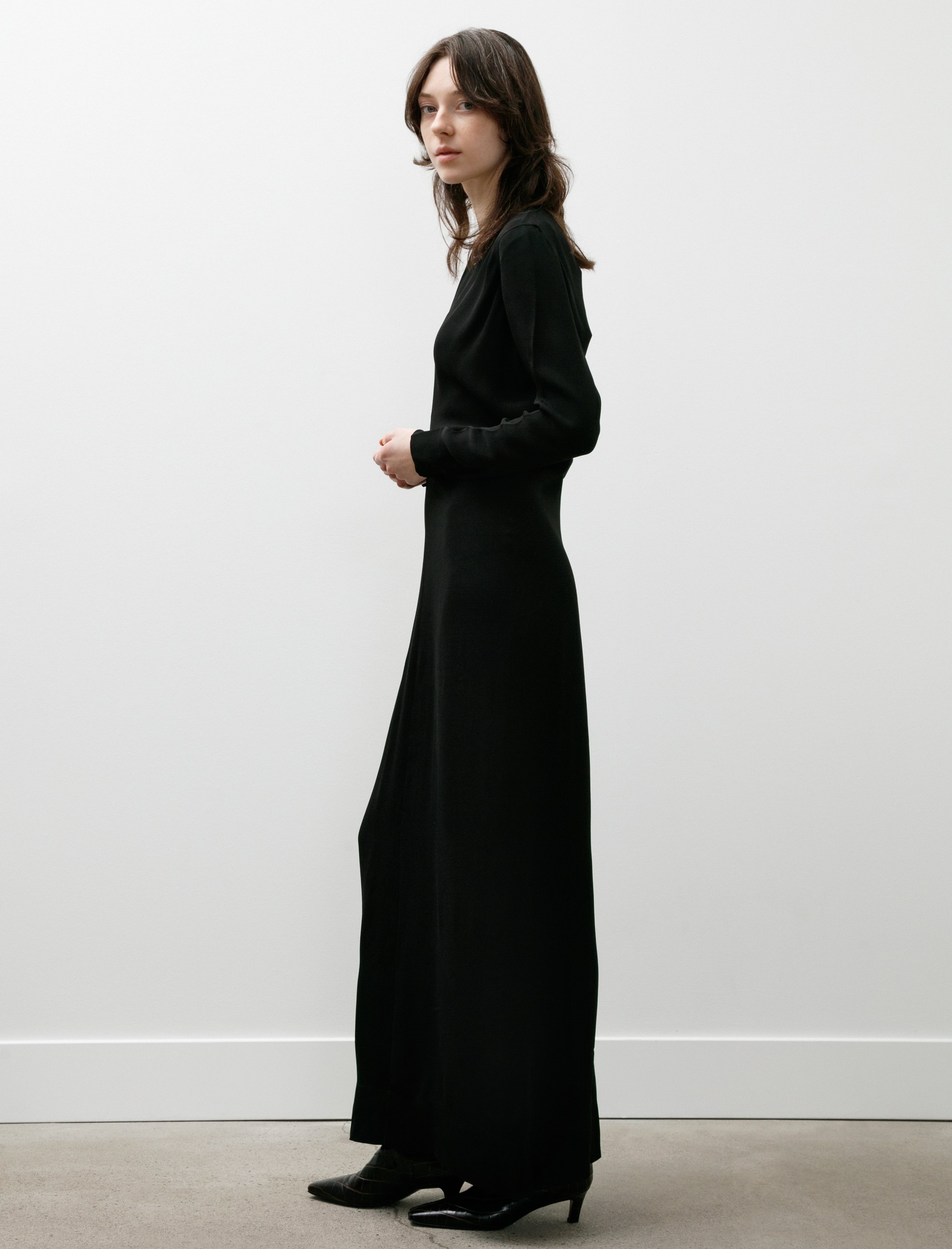 Totême Long Sleeve Slouch Waist Dress Black