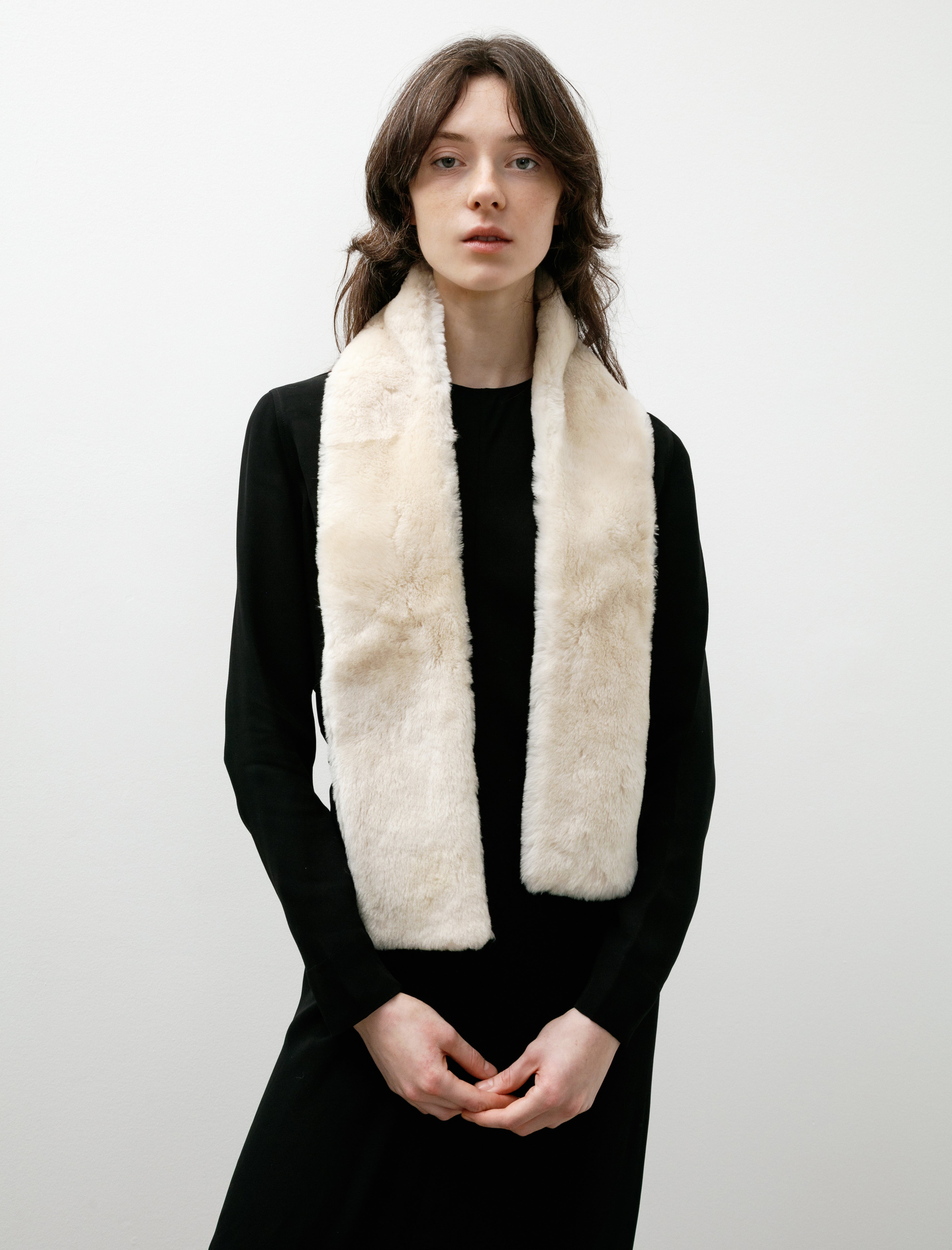 Totême Shearling Tuxedo Scarf Ecru