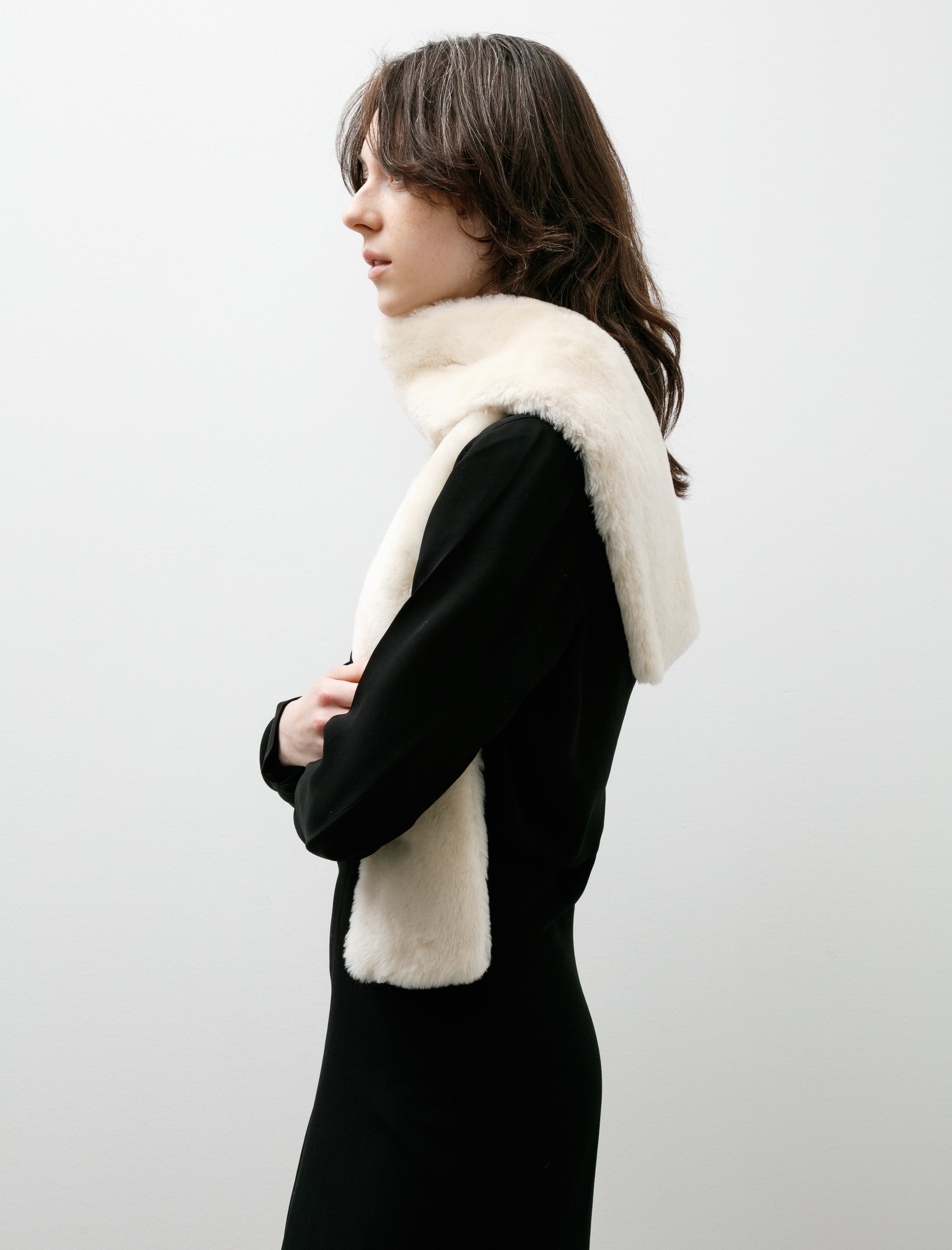 Totême Shearling Tuxedo Scarf Ecru