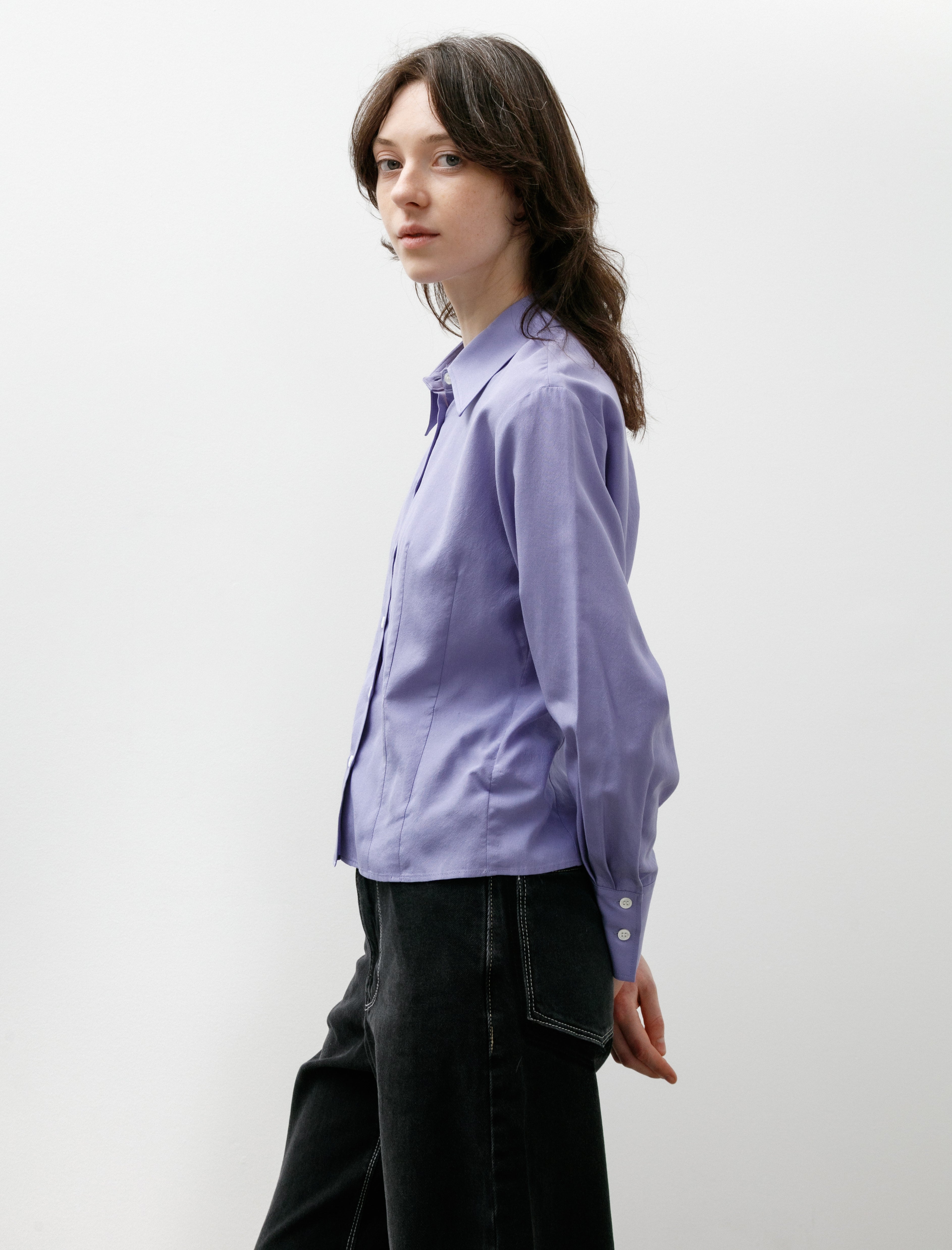 Ernie Palo Silk Dart Shirt Purple