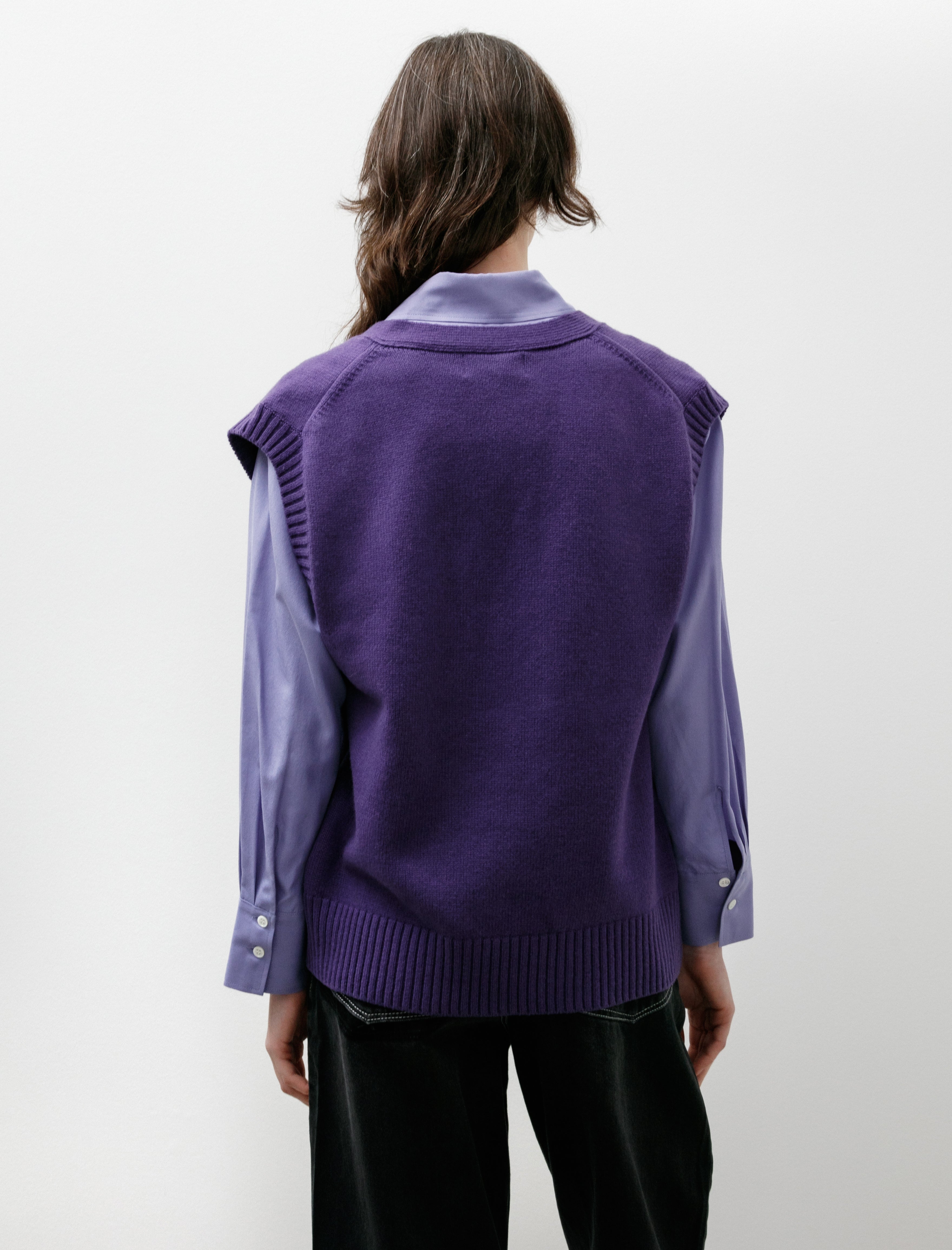 Ernie Palo V-Neck Knit Vest Purple