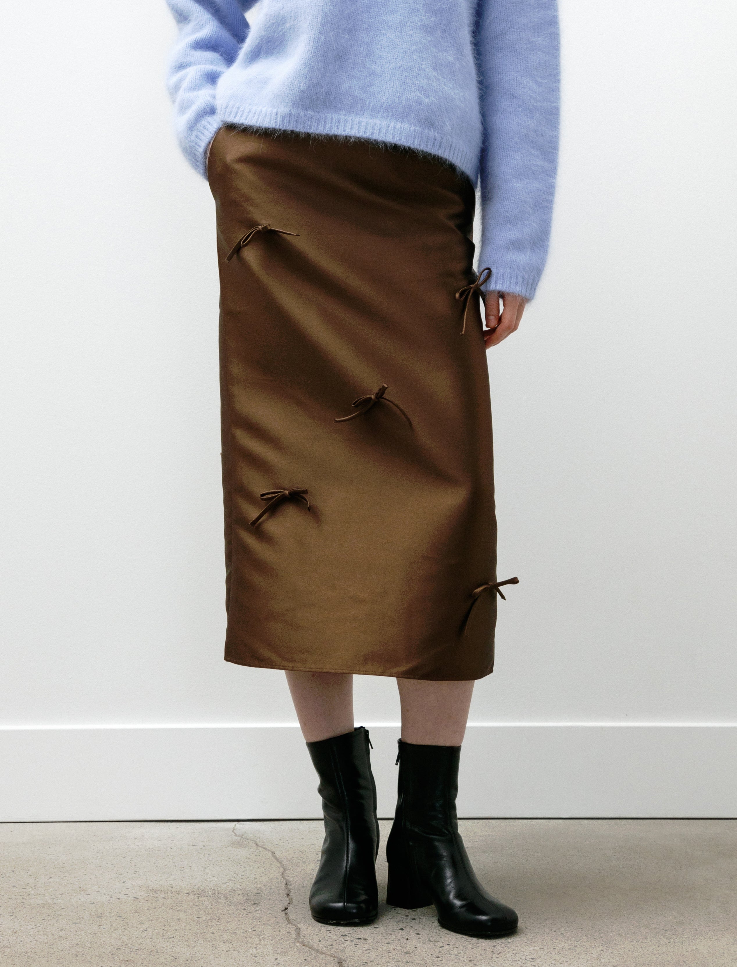 Eleph Simple Bow Skirt Brown