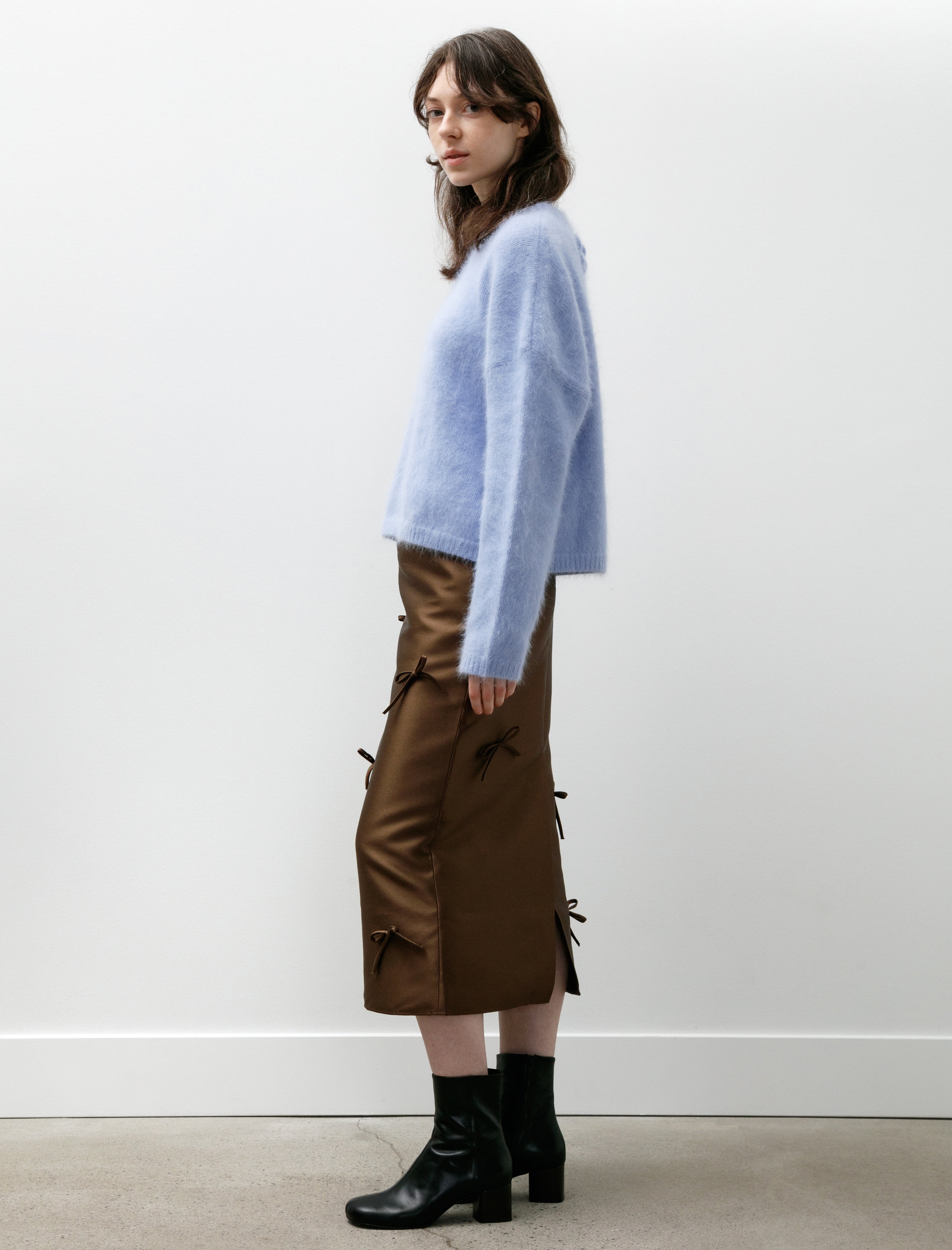 Eleph Simple Bow Skirt Brown