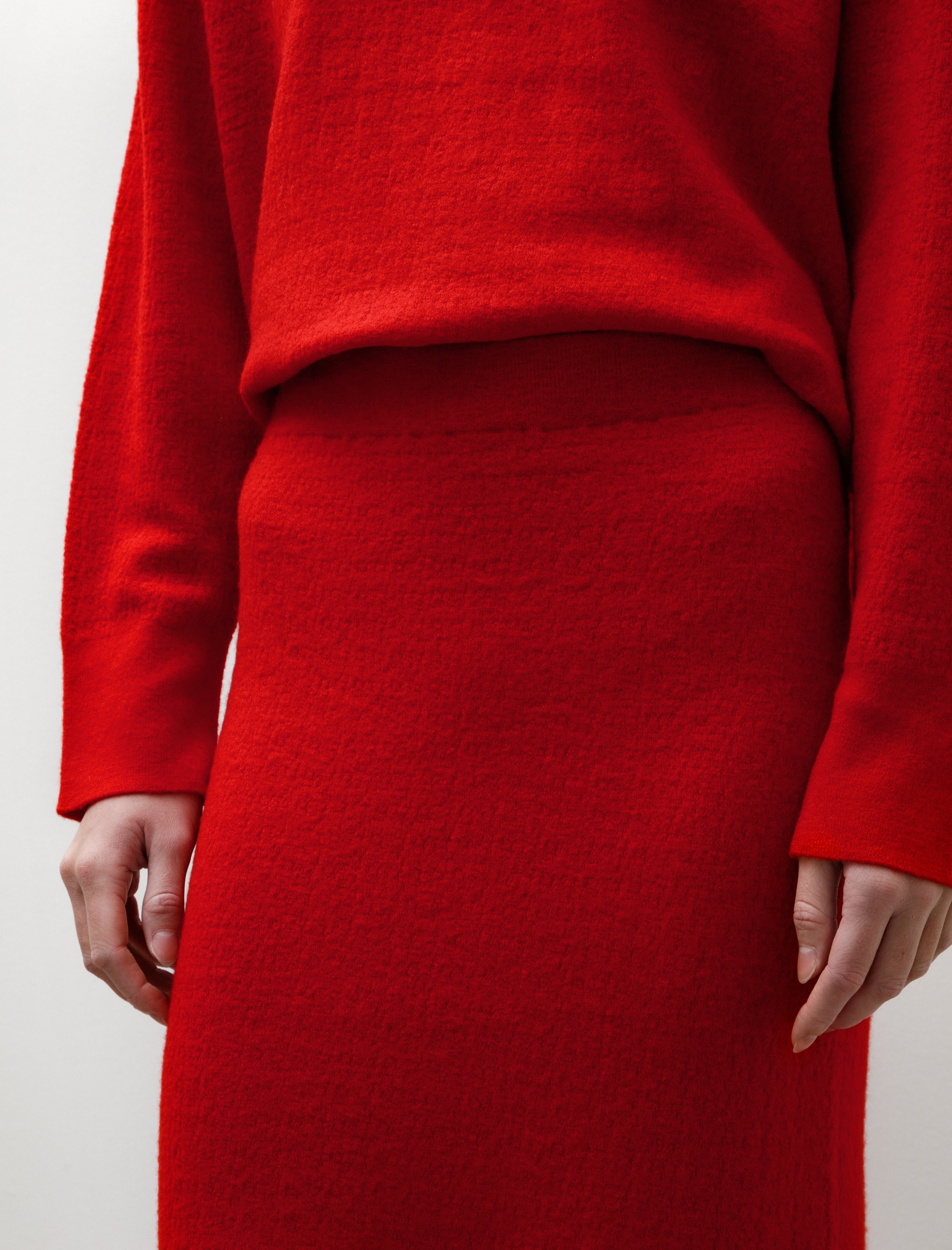 Kanako Sakai Bouclé Knit Skirt Red