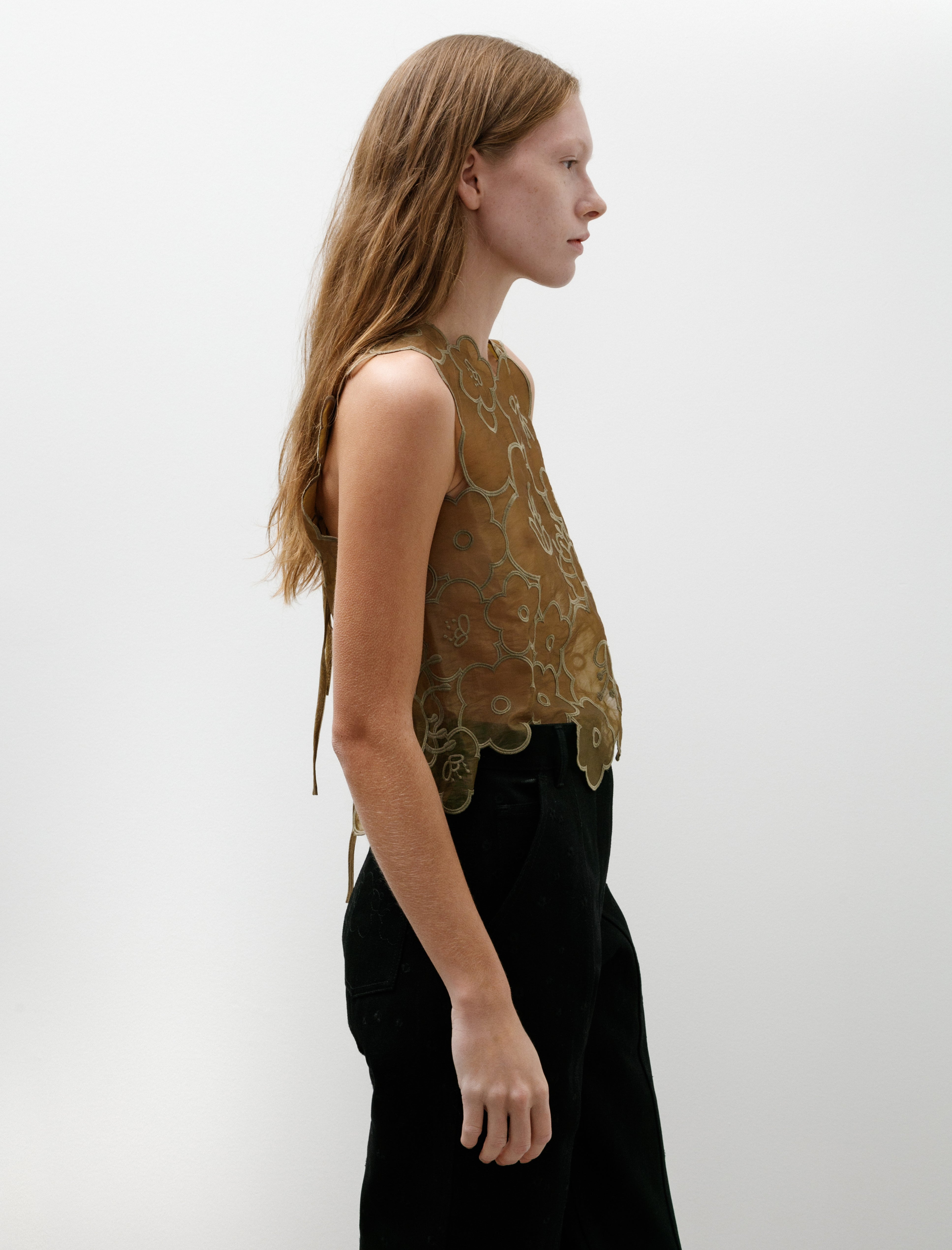 Cecilie Bahnsen Blake Top Embroidred Myrtia Olive