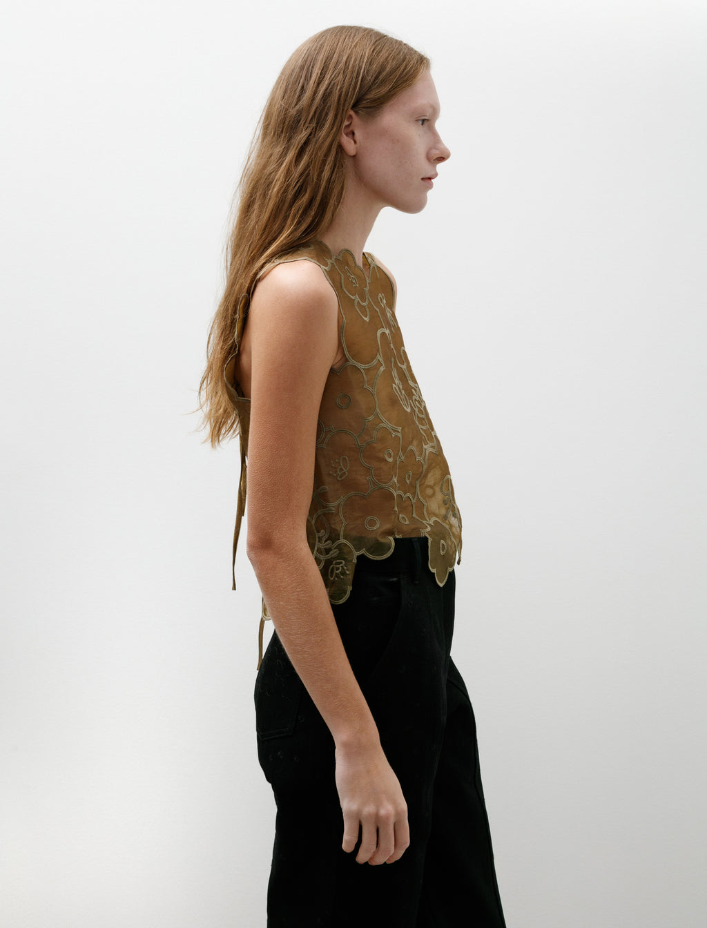 Cecilie Bahnsen Blake Top Embroidred Myrtia Olive – Neighbour