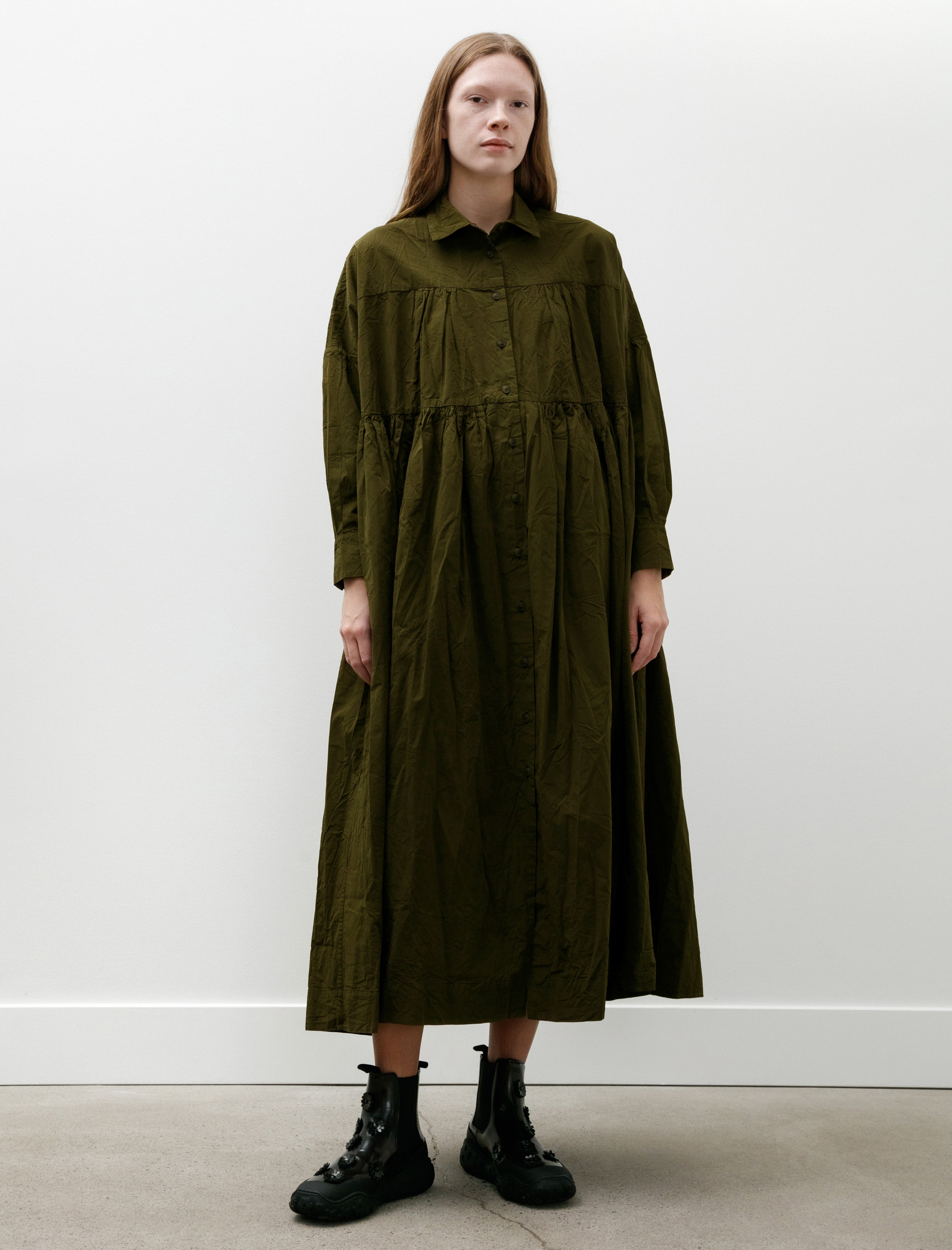 Casey Casey Square Long Sleeve Dress Green Lake