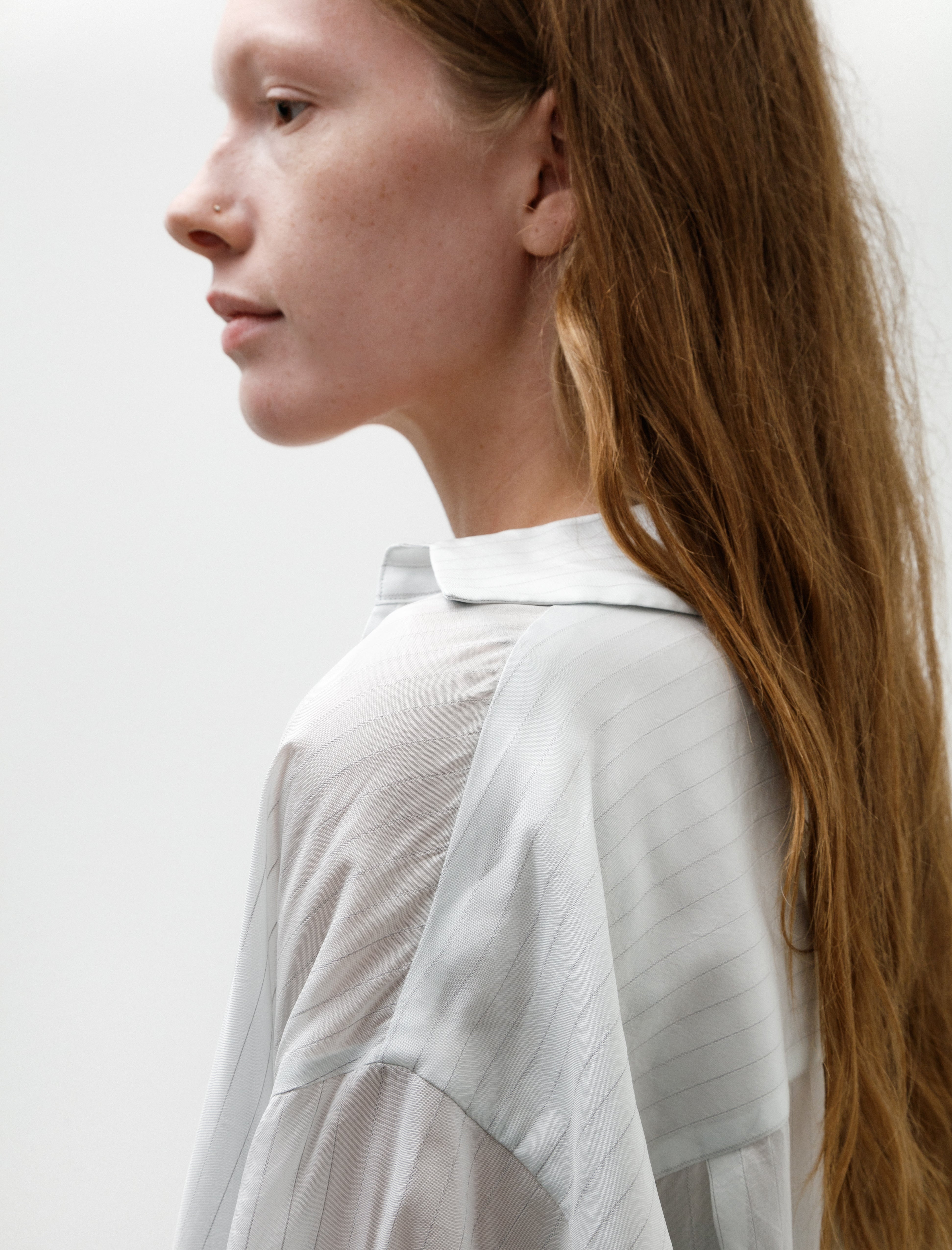 Graphpaper Cupro Stripe Skipper Blouse White