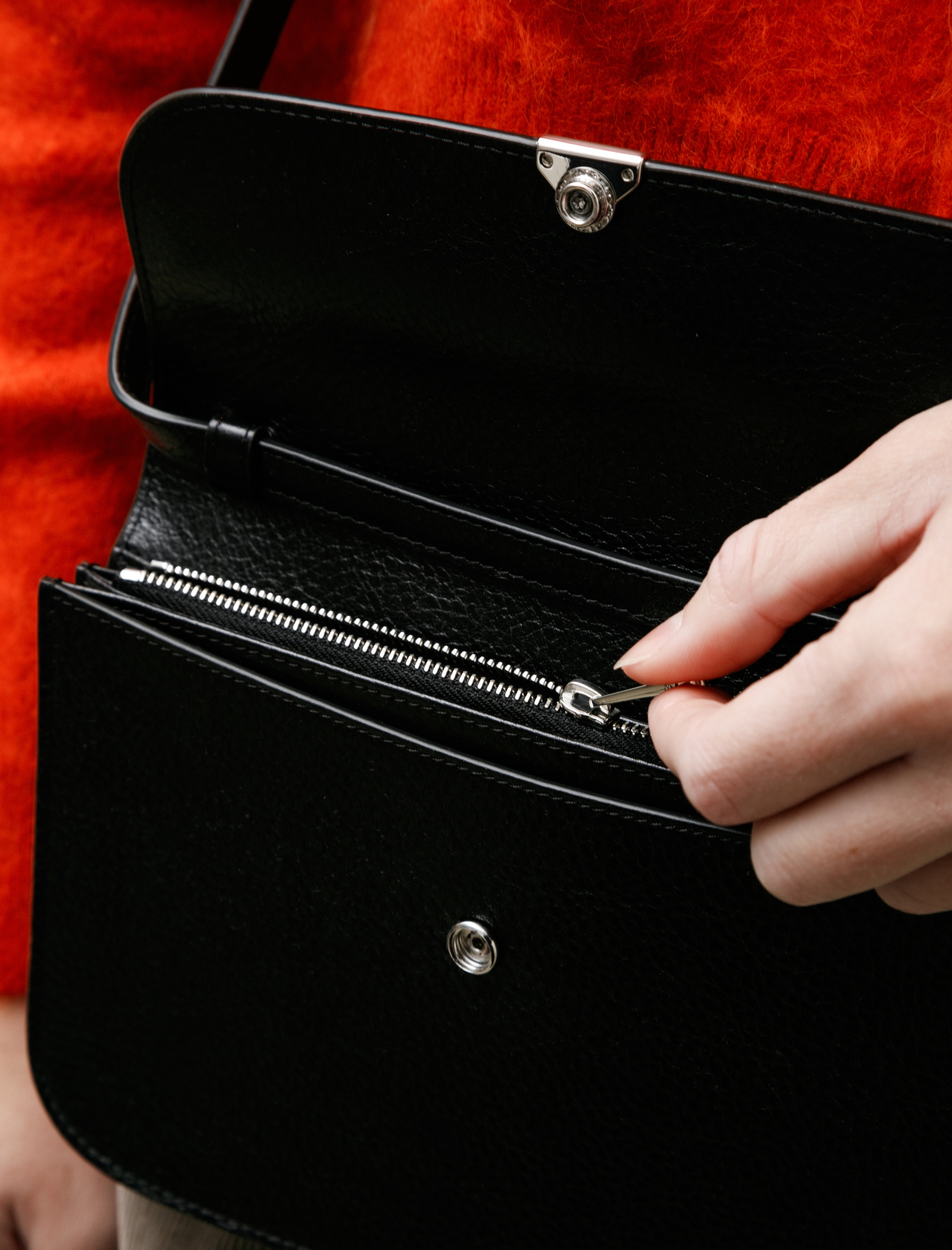 Lemaire Soft Tab Wallet On Strap Black