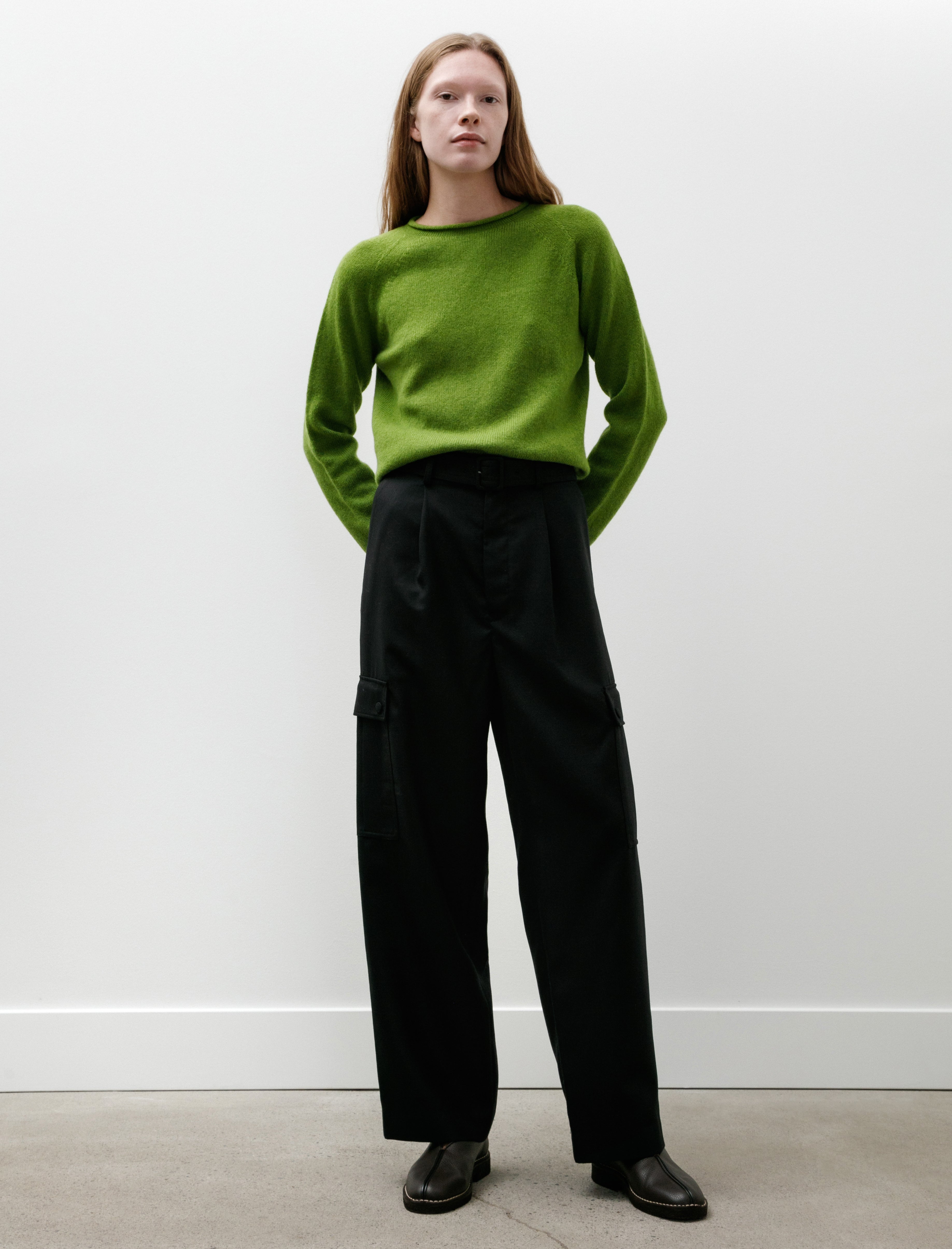 Auralee Structured Wool Double Cloth Cargo Pants Top Black