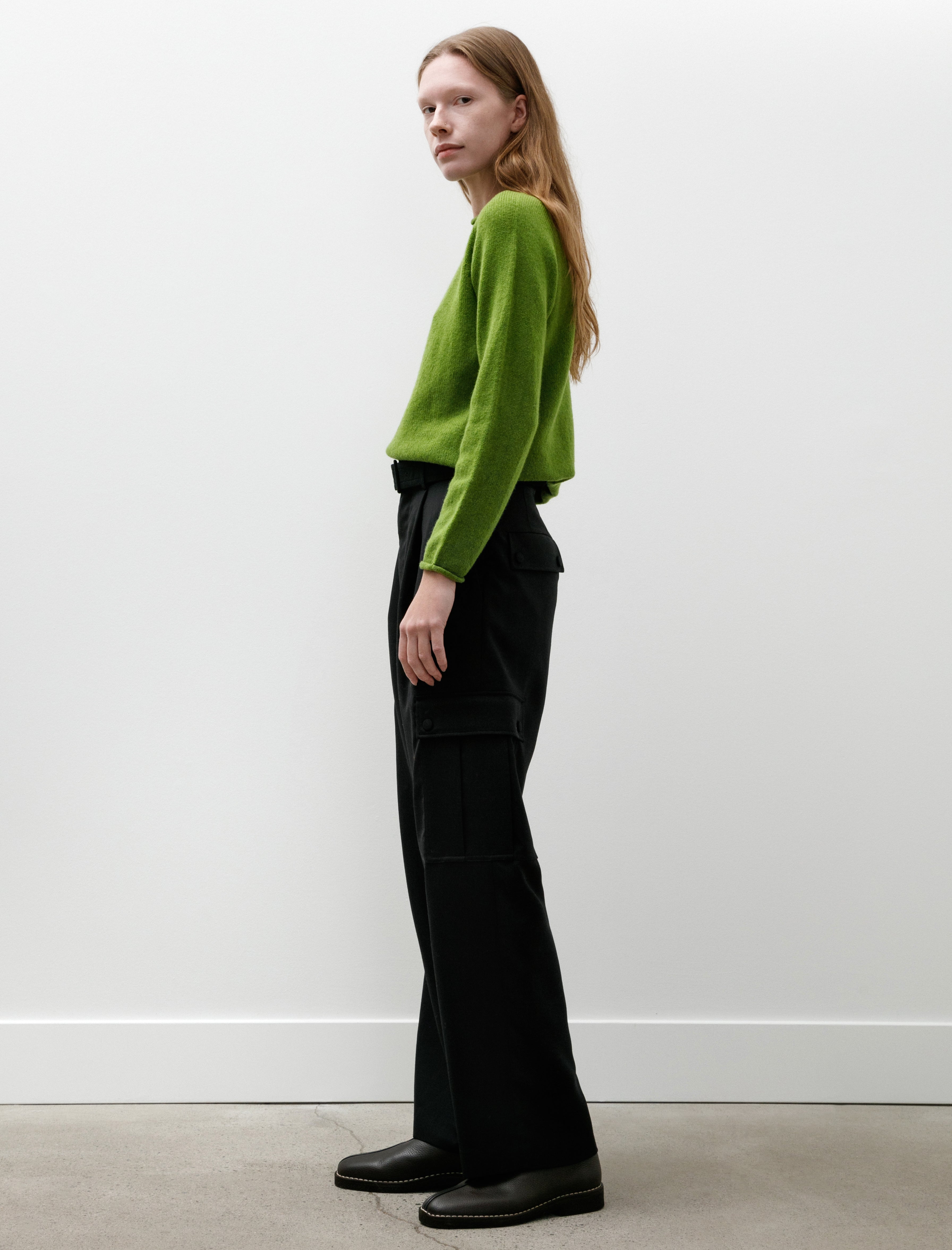 Auralee Structured Wool Double Cloth Cargo Pants Top Black