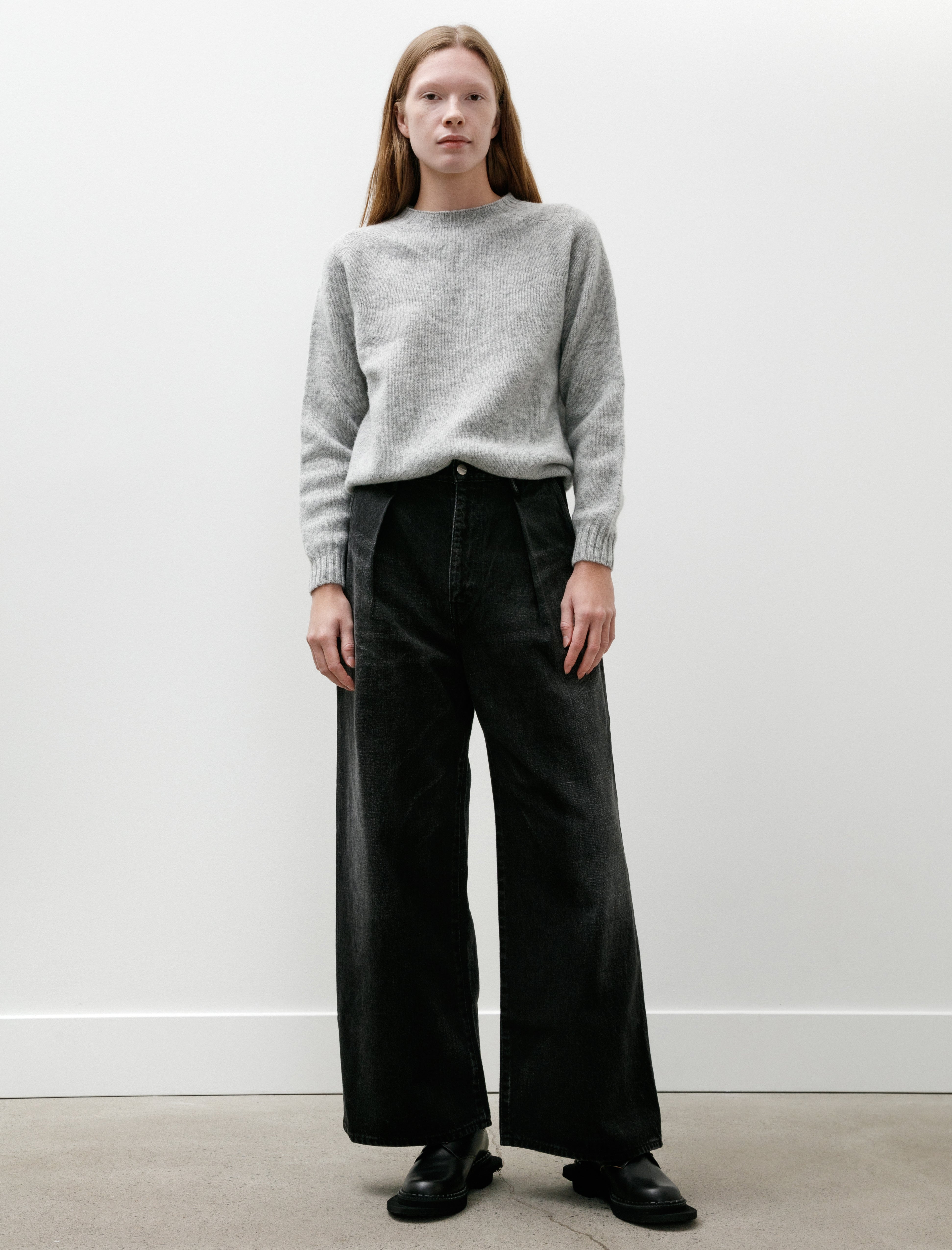 Graphpaper Selvage Denim Two Tuck Wide Pants Black Dark Fade