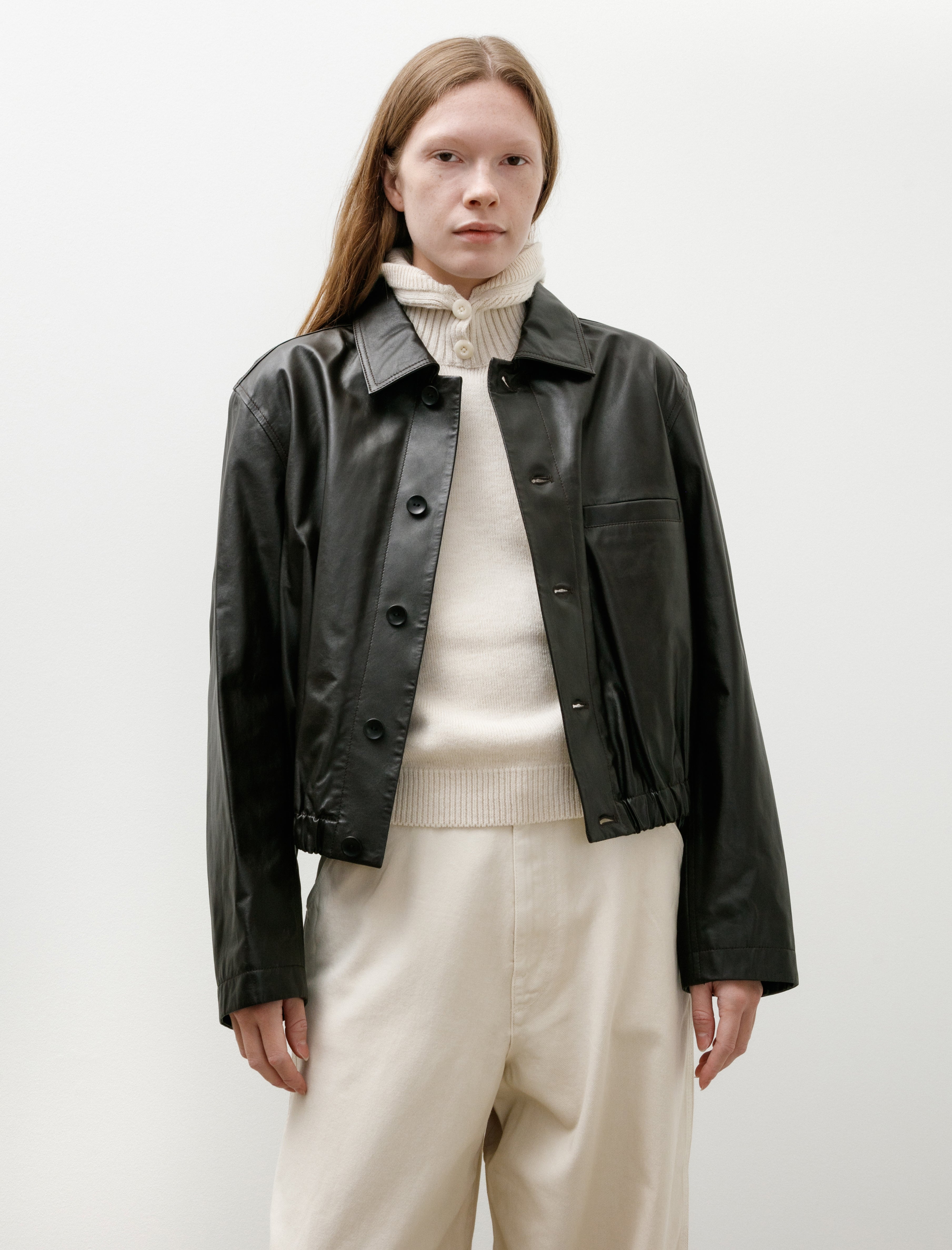 Lemaire Soft Leather Blouson Black Cherry