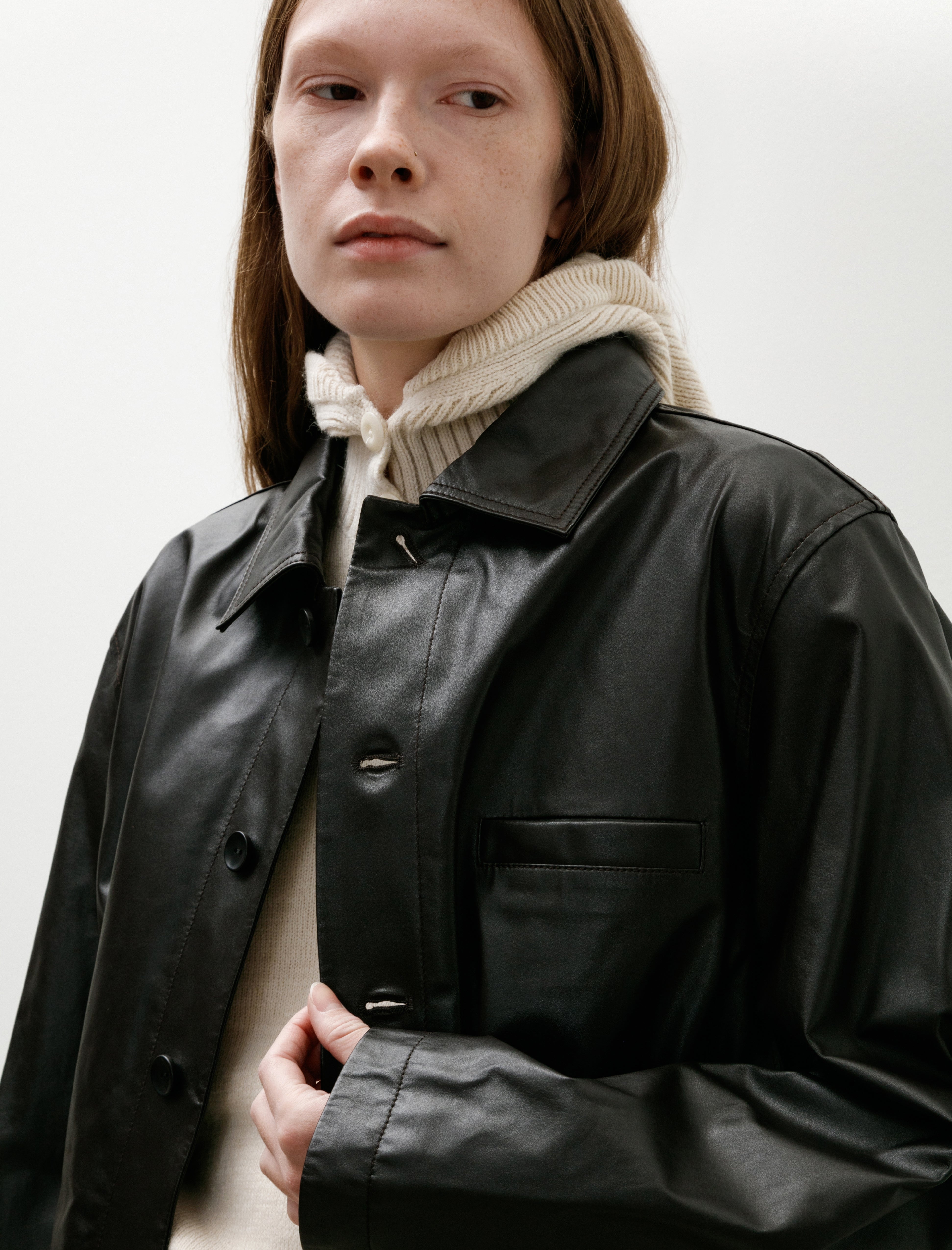 Lemaire Soft Leather Blouson Black Cherry