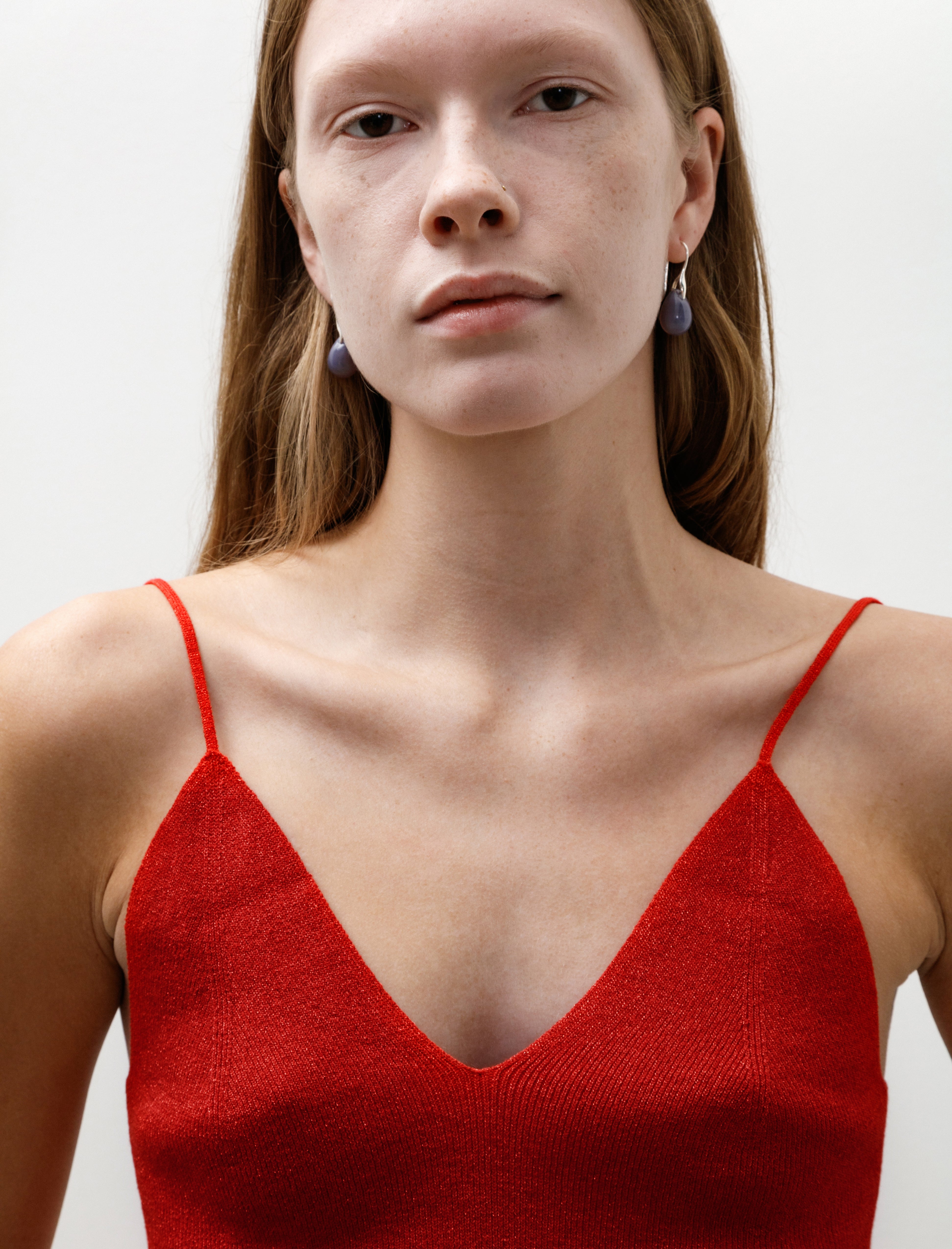 Kanako Sakai Glitter Ribbed Camisole Red
