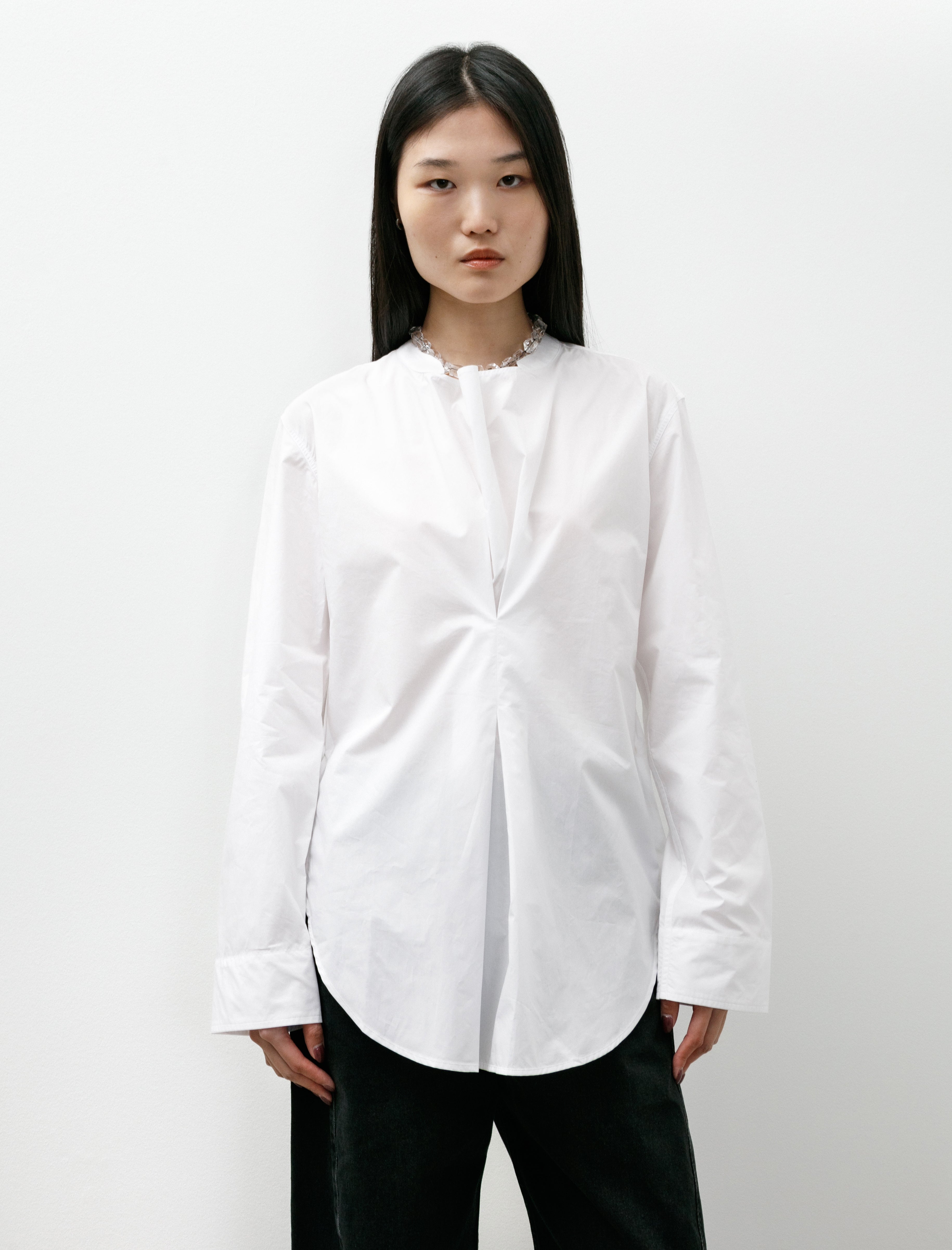 Studio Nicholson Pampa Inverted Pleat Top Washed Poplin White