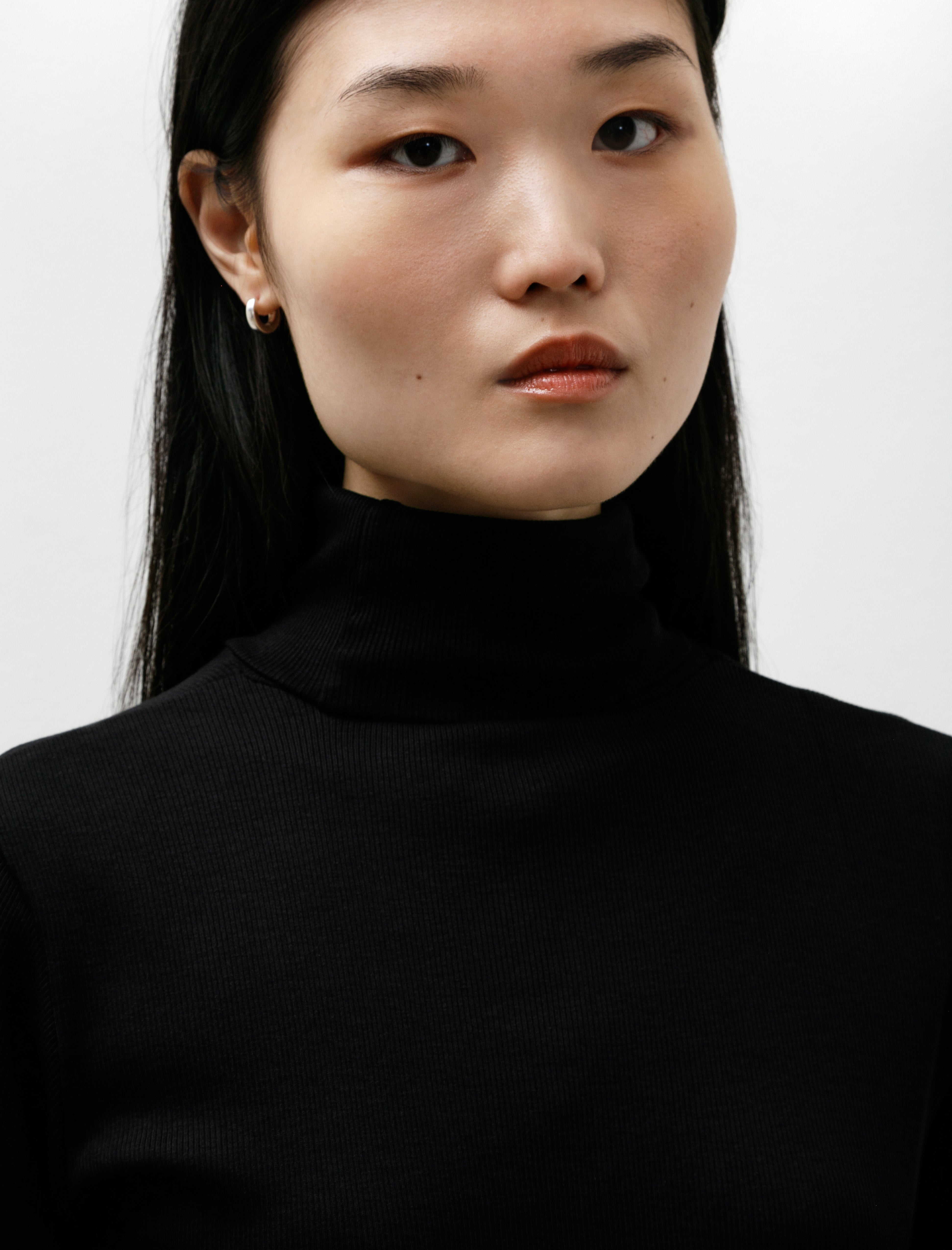 Sunspel Rib LS Roll Neck Black