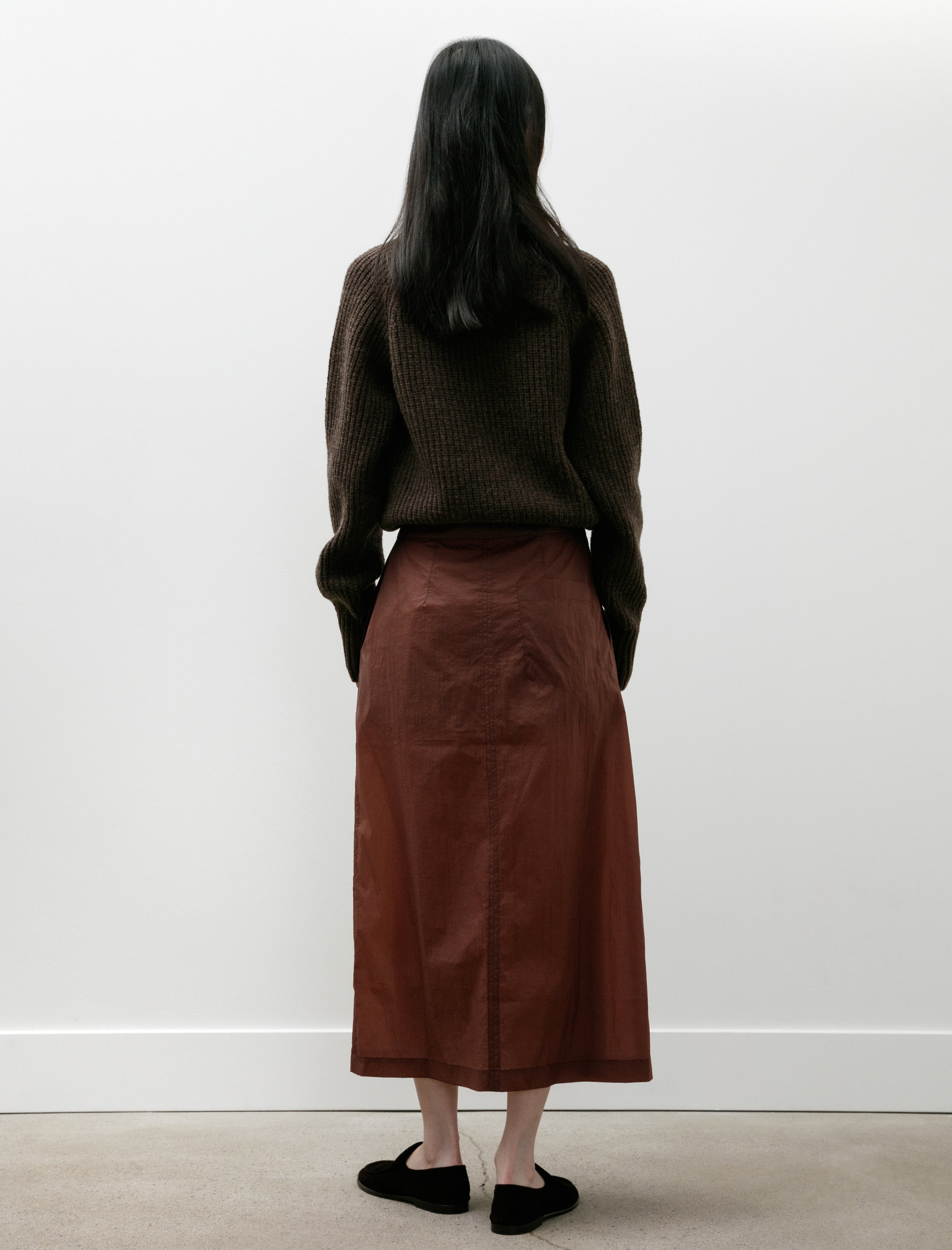 mfpen Classic Wrap Skirt Merlot Crinkled Tech