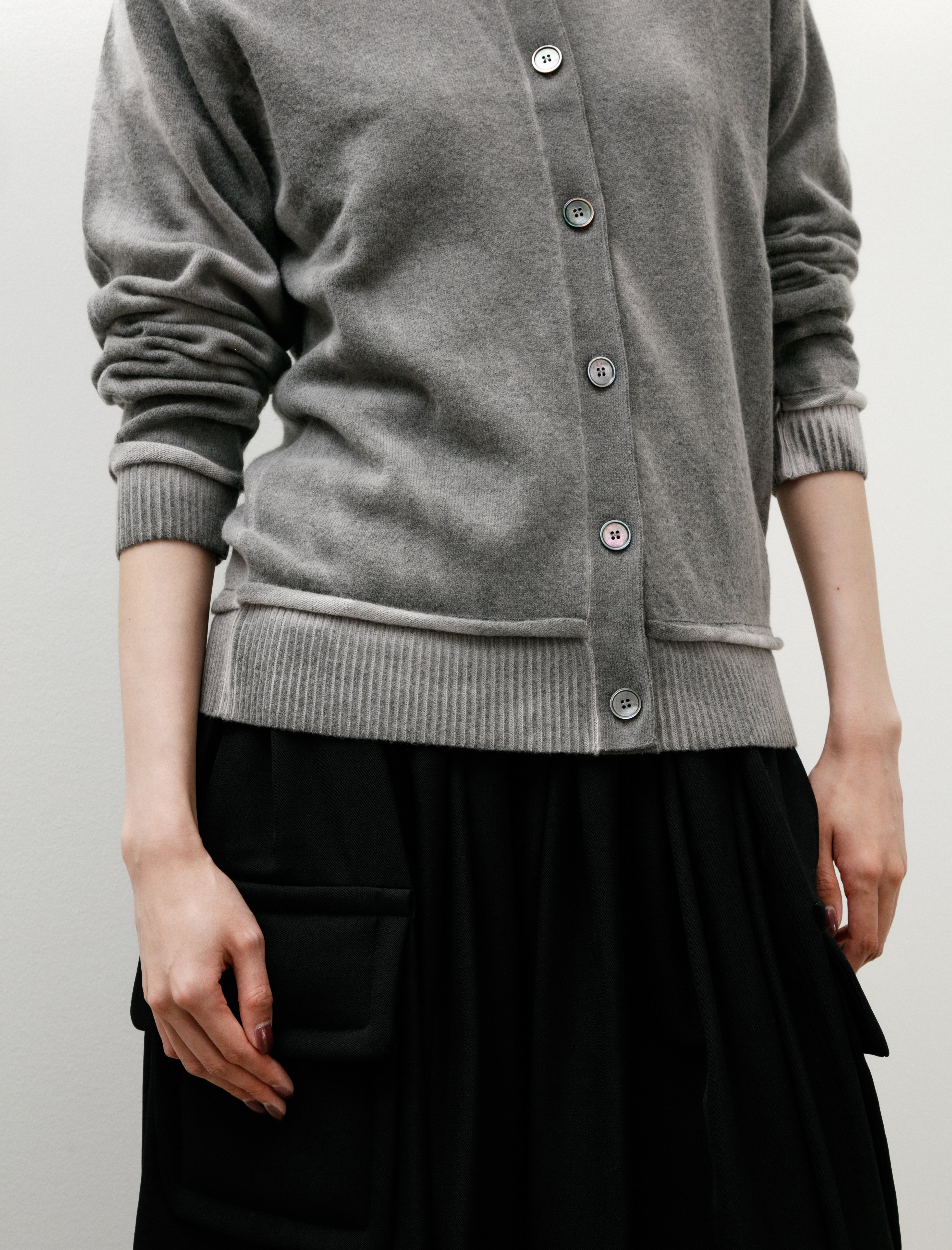 Our Legacy Dual Cardigan Grey Spray Dye Cherub Wool
