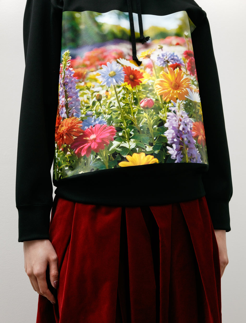 Comme des Garçons Comme des Garçons Floral Printed Hoodie Black
