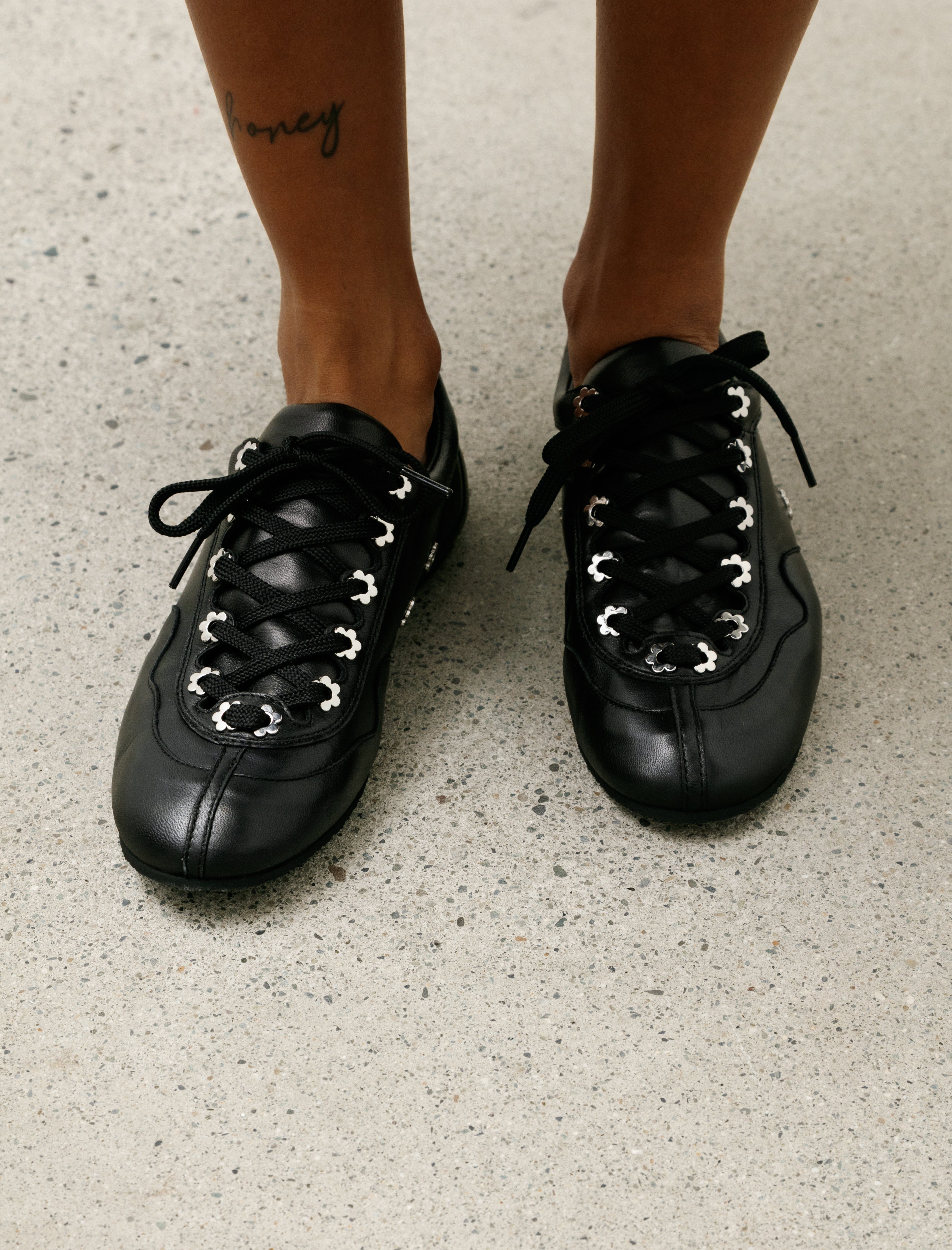 Cecilie Bahnsen Blaise Stud Sneakers Leather Black