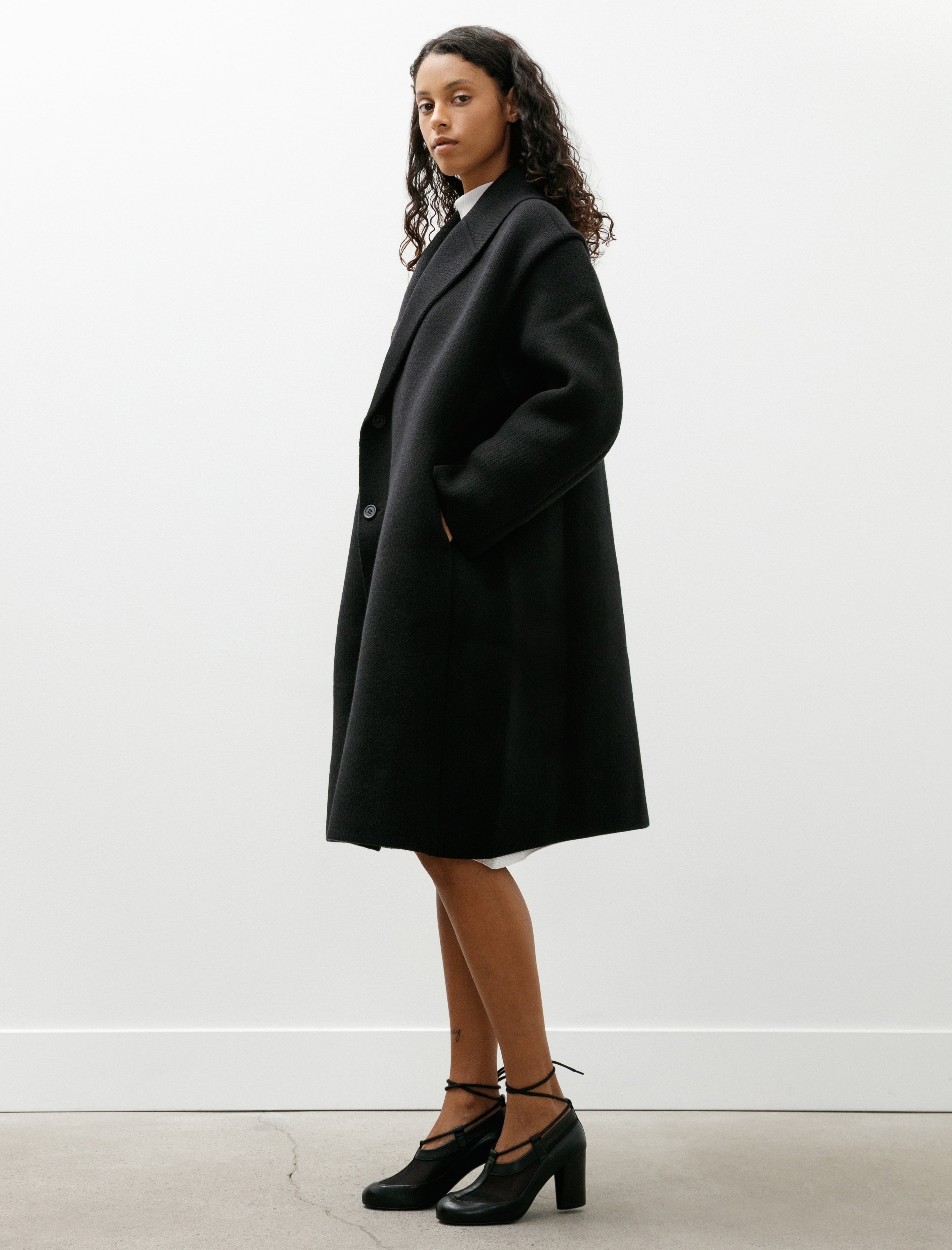 CFCL TW Inlay Shawl Collar Coat Black