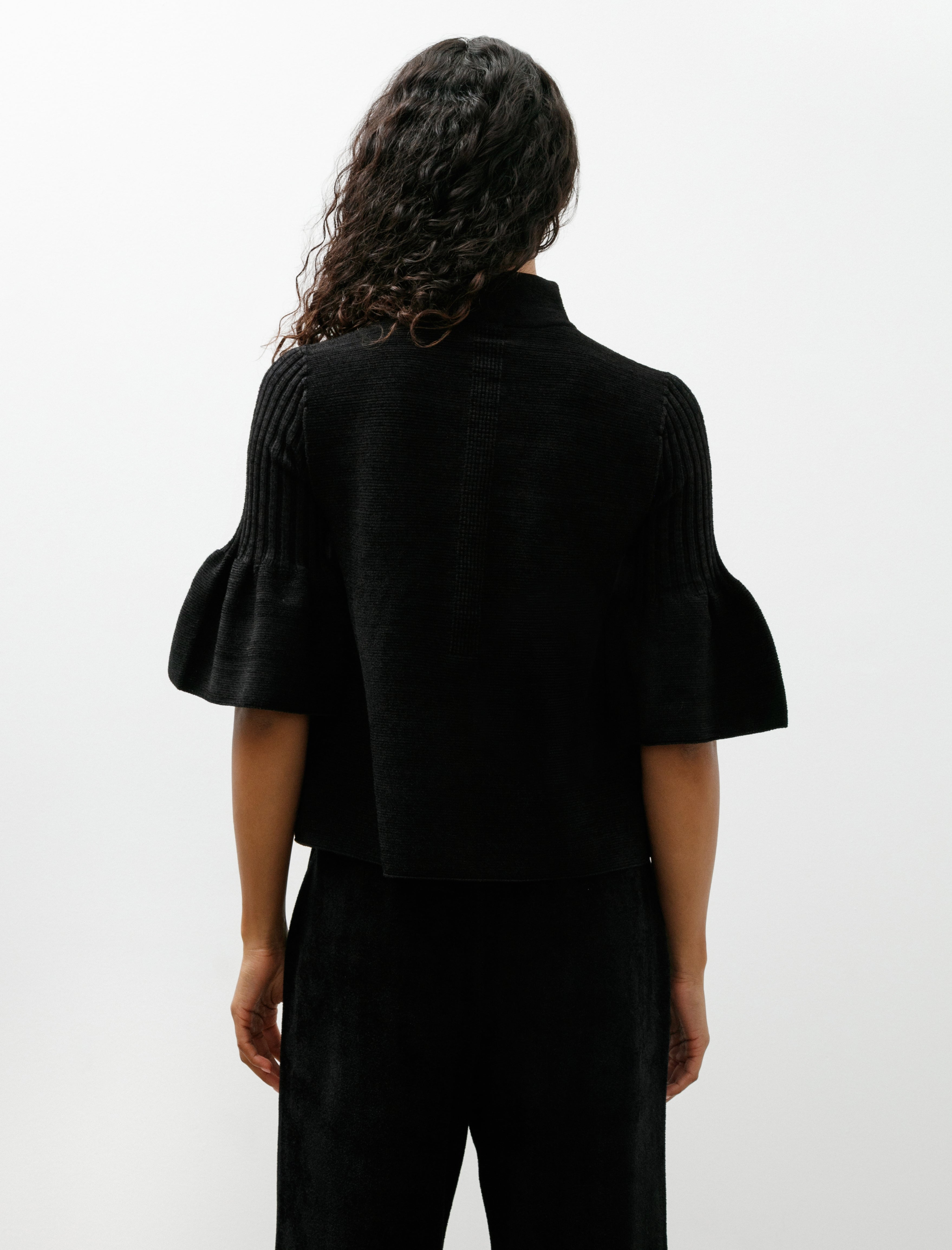 CFCL Pottery Velvet Bell Sleeve Flare Top Black