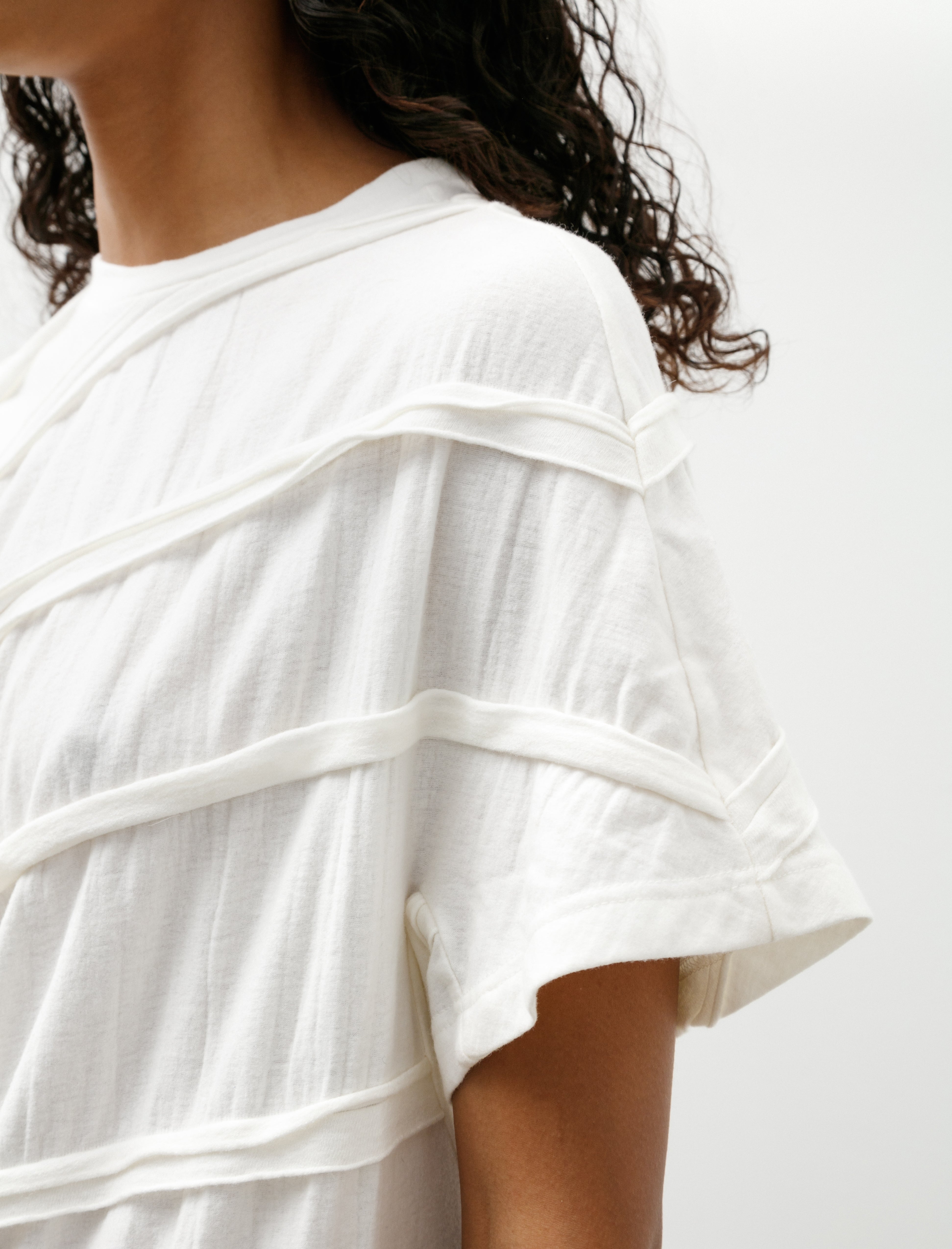 Wanze Twisted Wool Jersey Short Sleeve Ivory