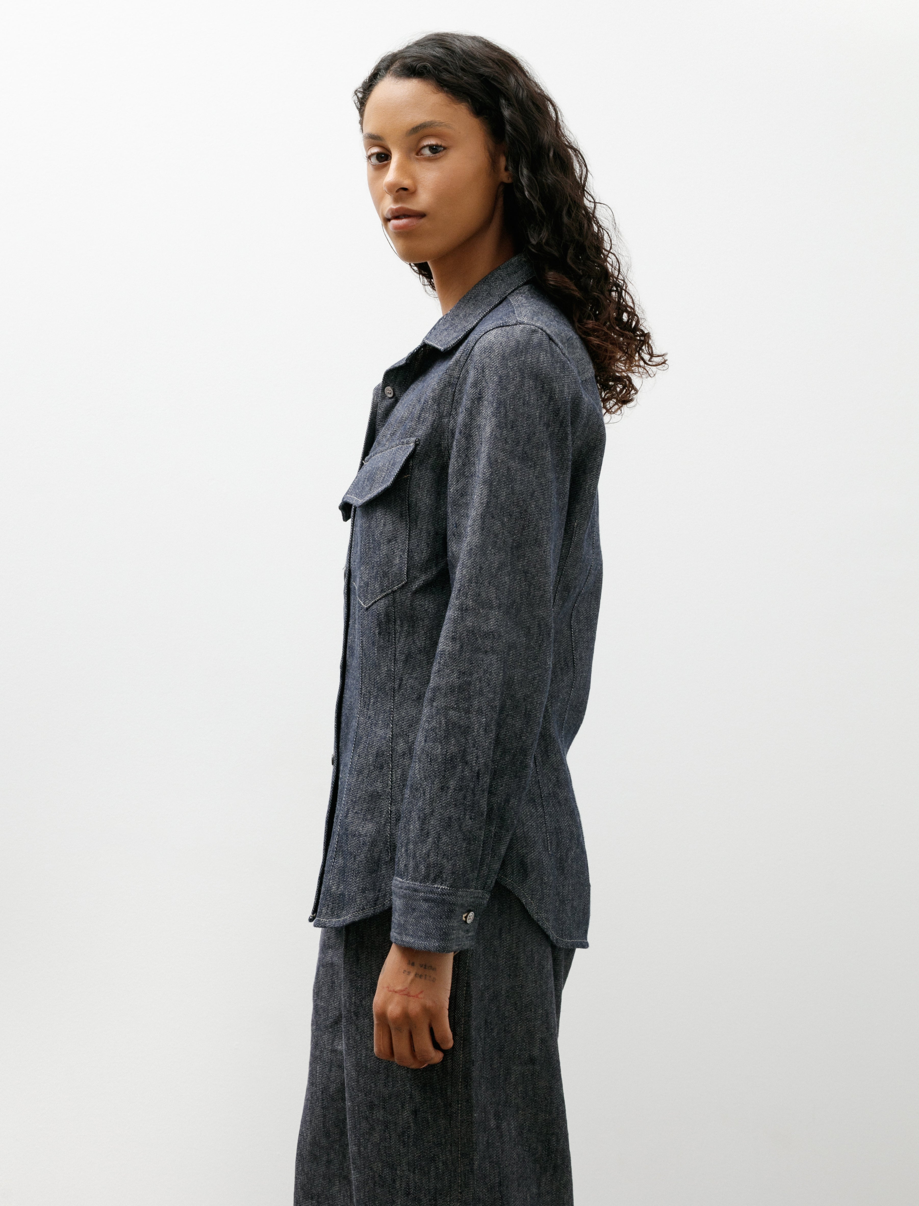 Wanze Utility Shirt Linen Cotton Denim Indigo