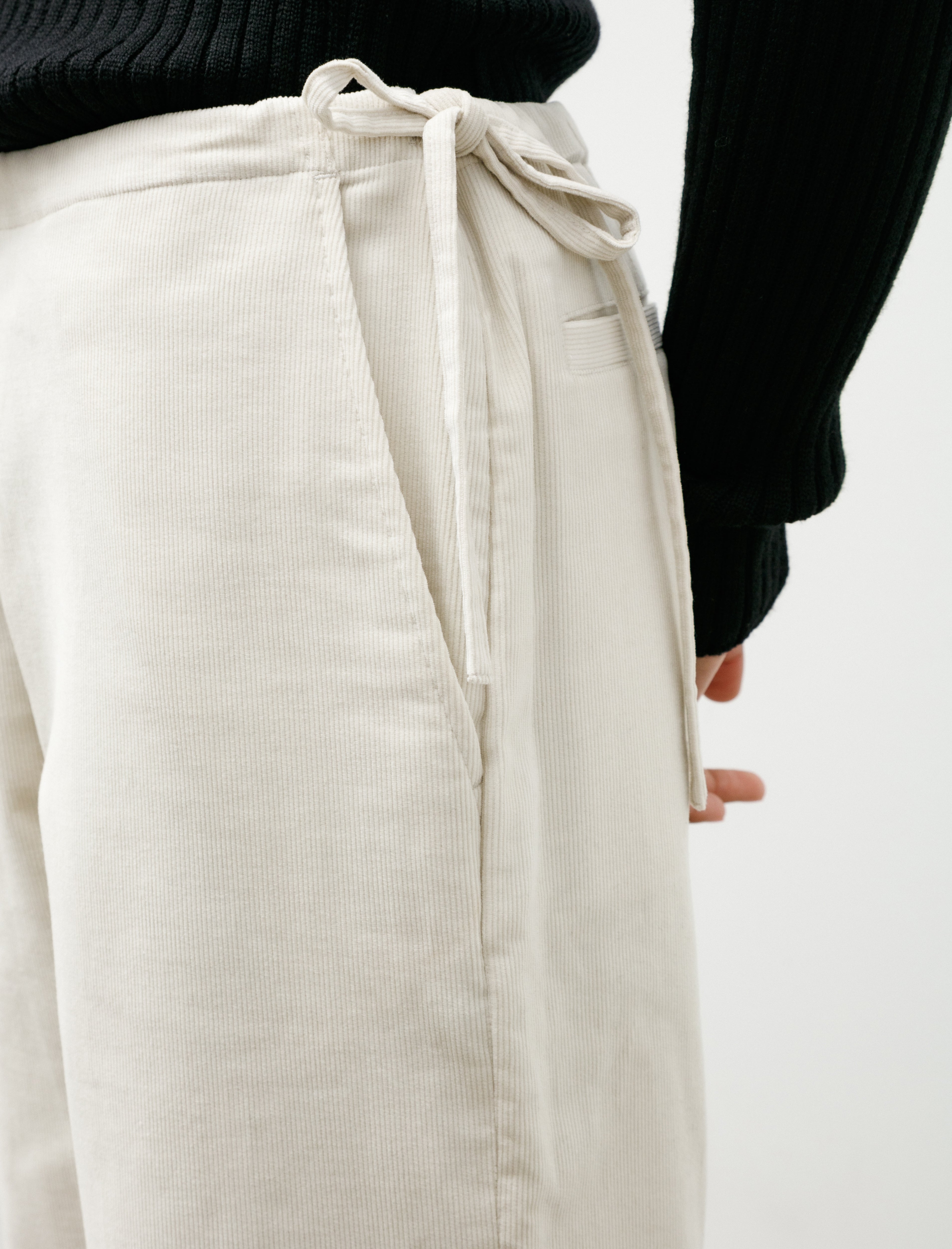 Ernie Palo Corduroy Side Tie Easy Pants Ivory