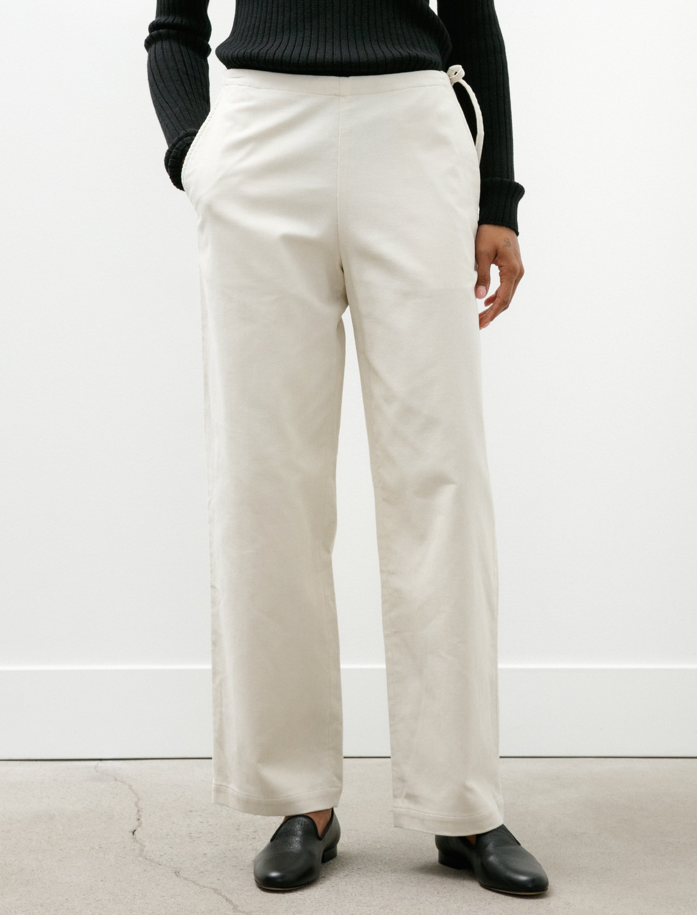 Ernie Palo Corduroy Side Tie Easy Pants Ivory