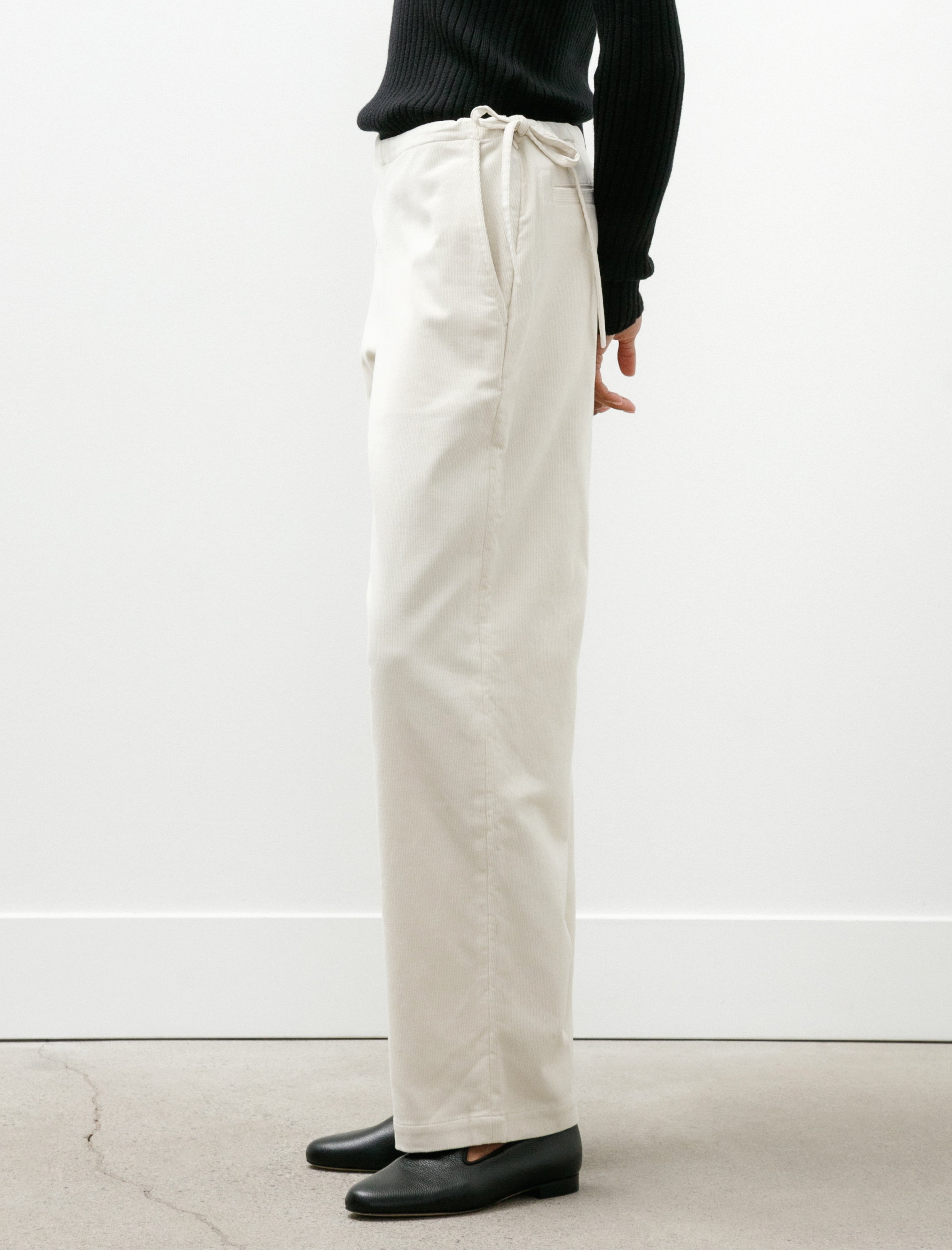 Ernie Palo Corduroy Side Tie Easy Pants Ivory