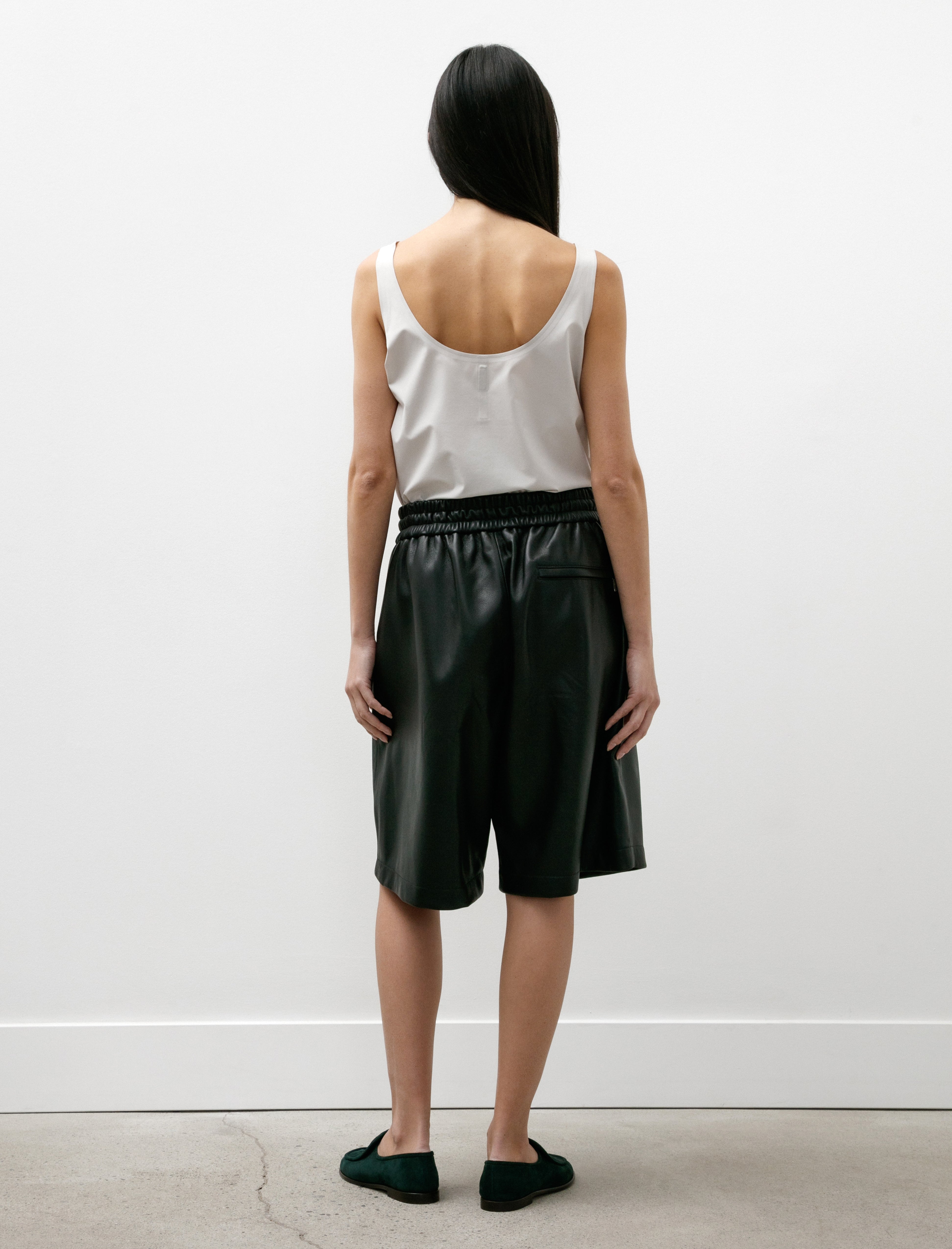 Graphpaper Lamb Leather Wide Shorts Black
