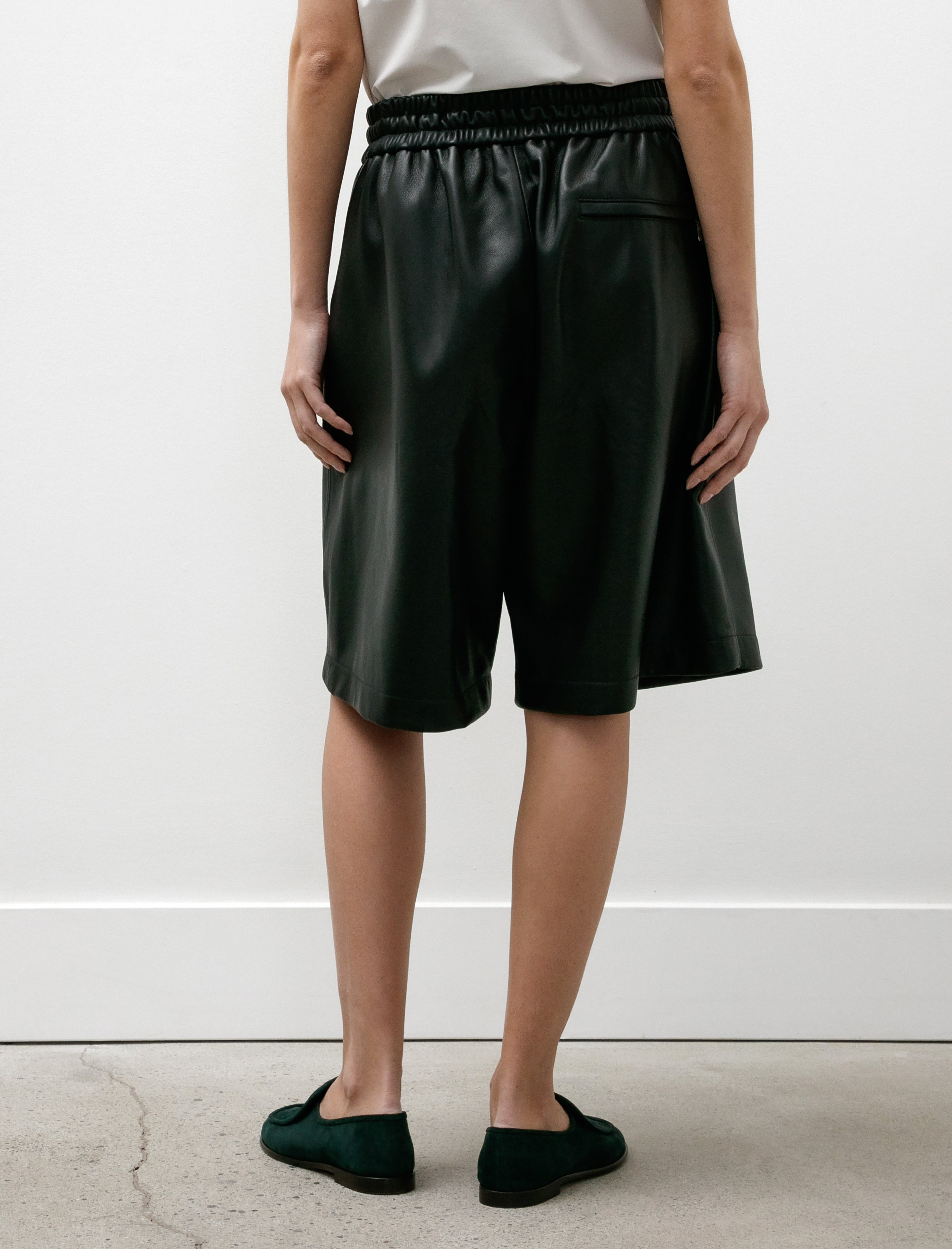 Graphpaper Lamb Leather Wide Shorts Black