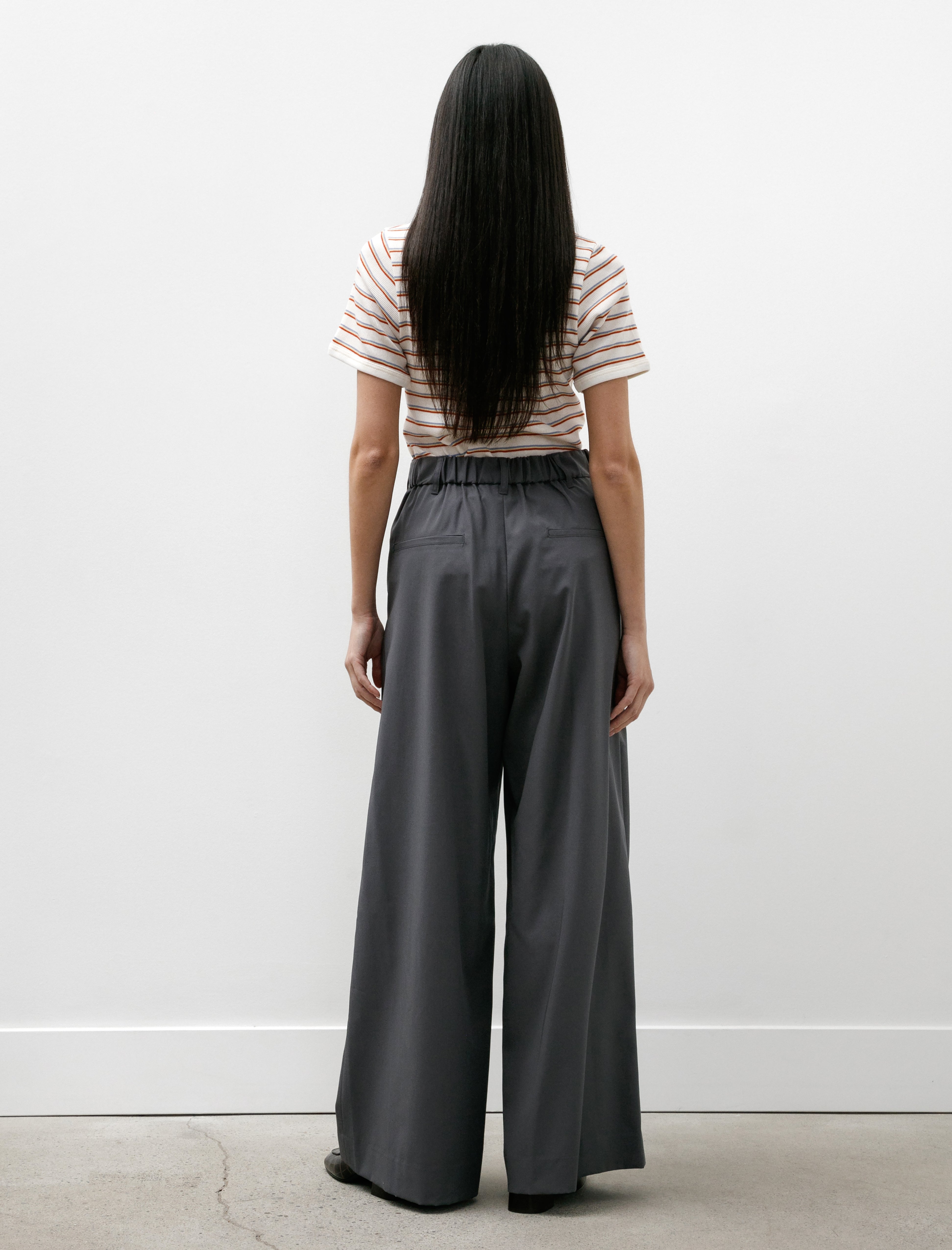Graphpaper Wooly Cotton Twill Two Tuck Wide Pants Charcoal
